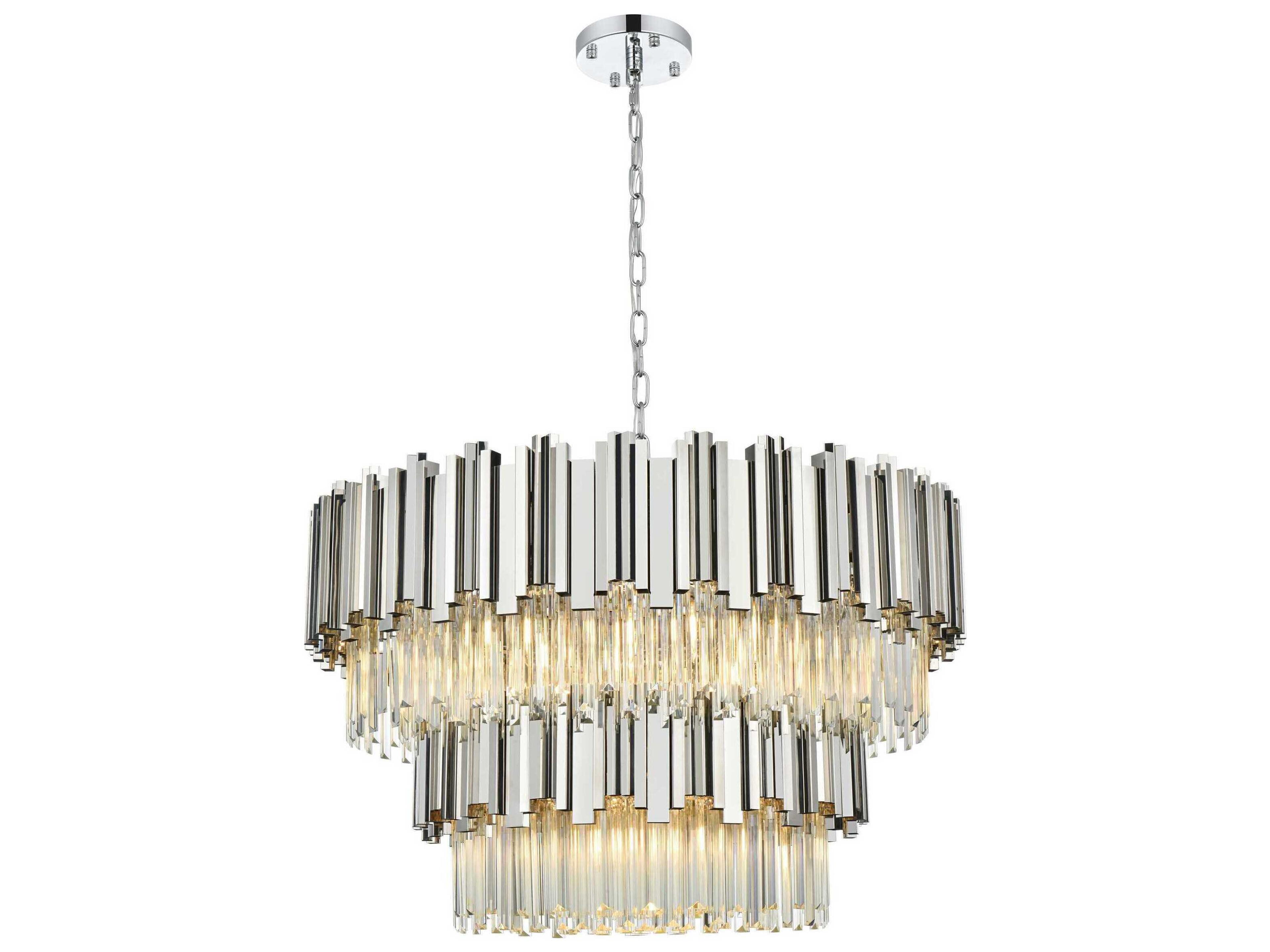 Willow 12-Light Chrome Drum Tiered Chandelier