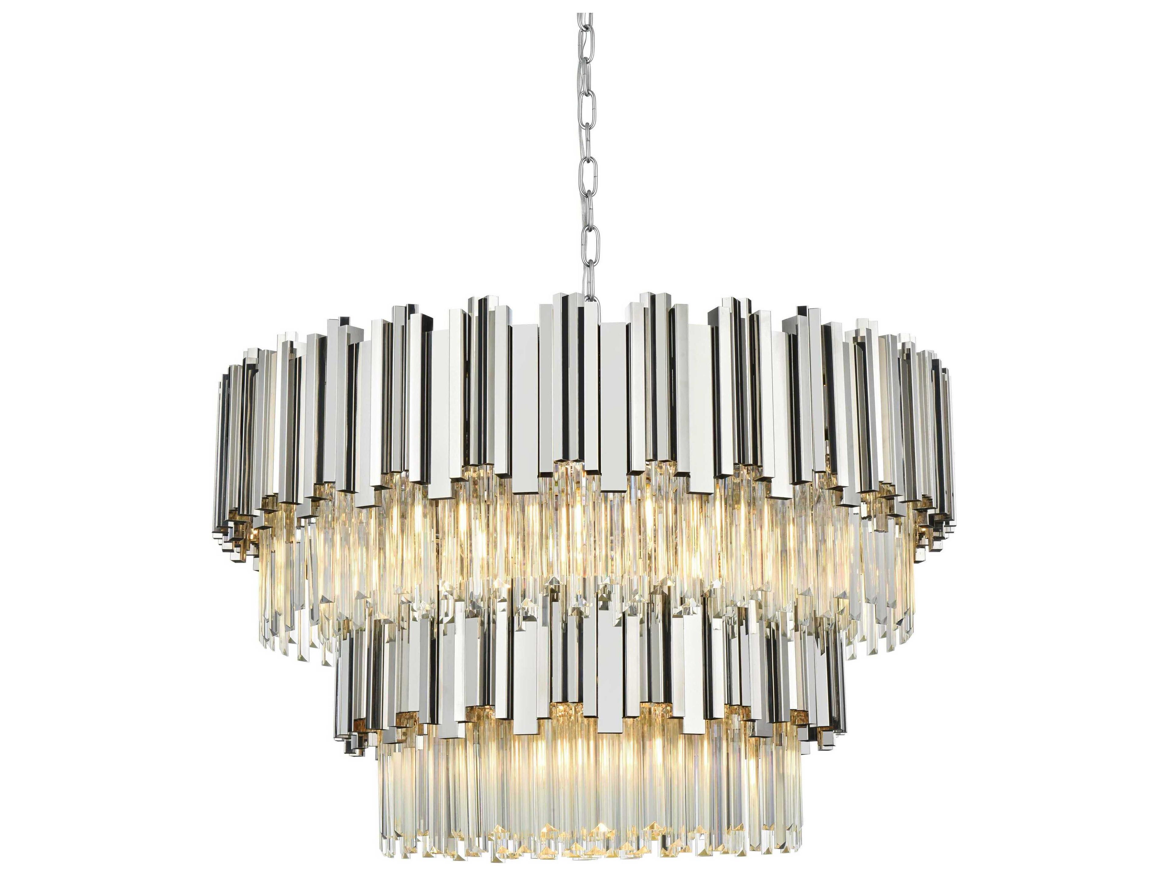 Elegant Lighting Willow 12-Light Chrome Drum Tiered Chandelier
