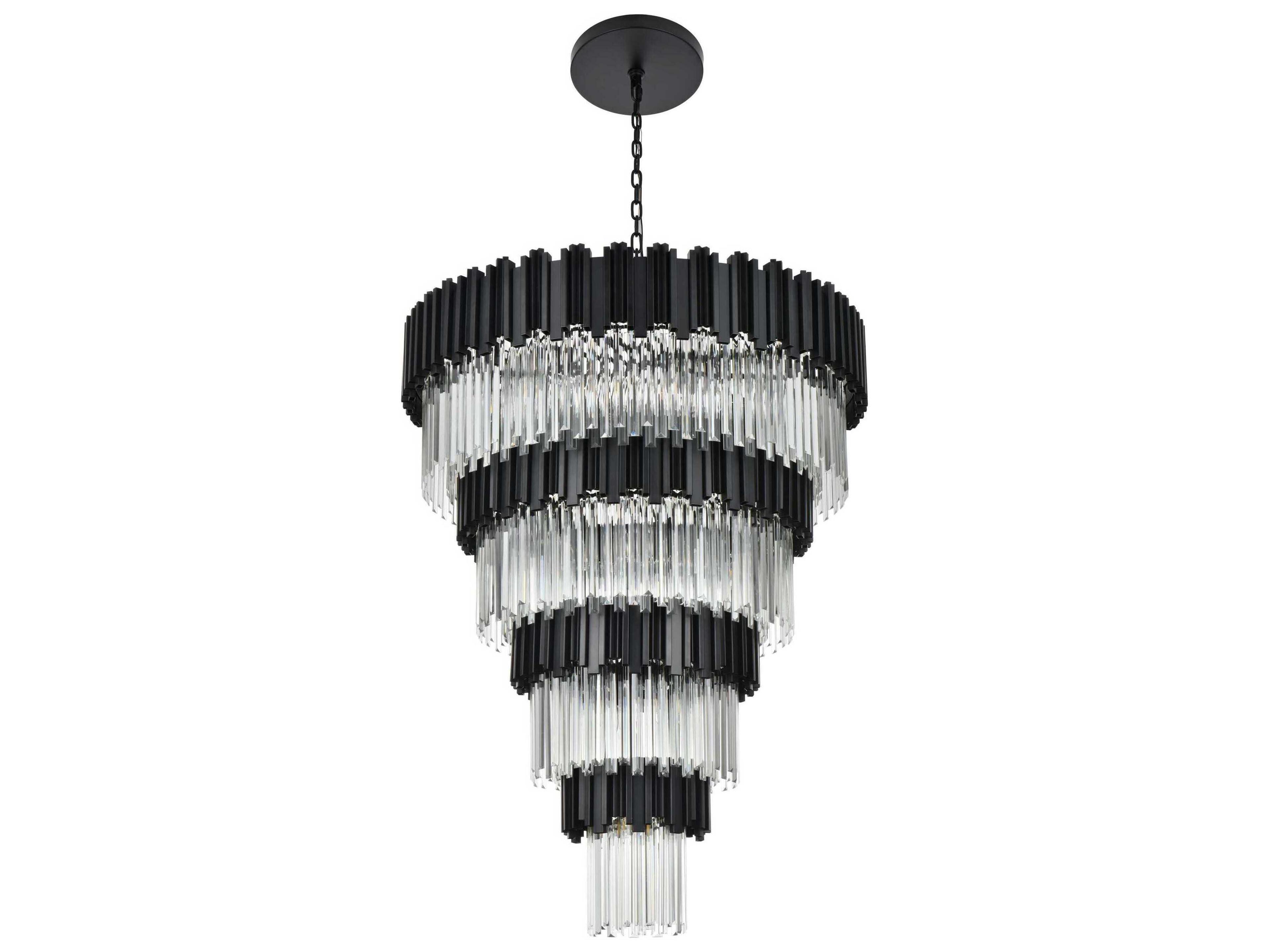 Elegant Lighting Willow 27-Light Black Tiered Chandelier