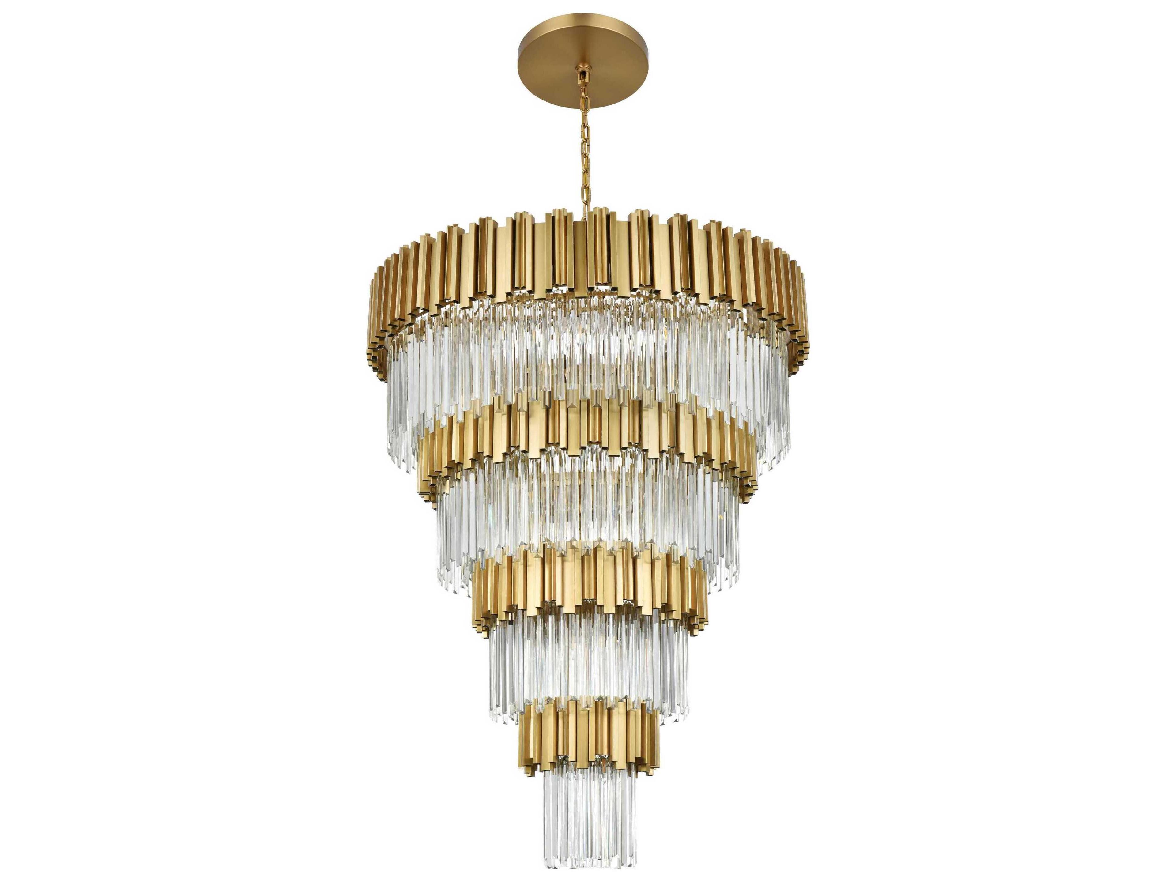 Elegant Lighting Willow 27-Light Satin Gold Tiered Chandelier