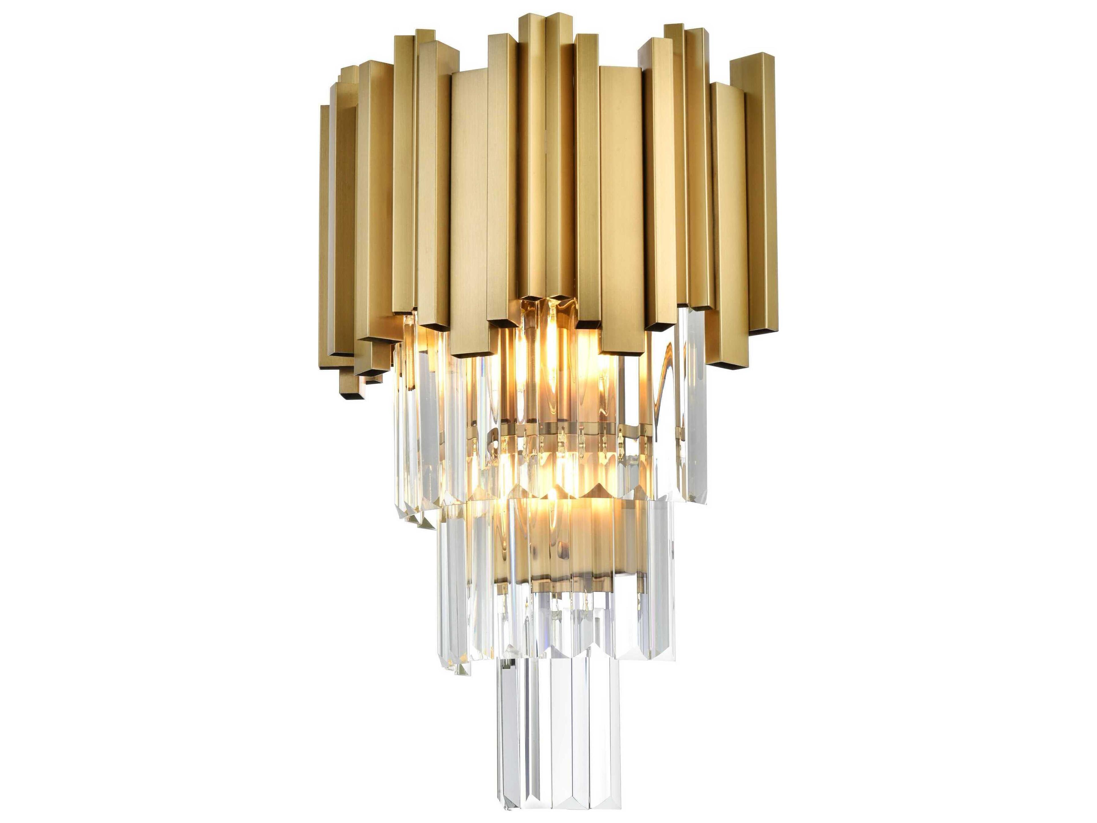 Elegant Lighting Willow 3-Light Satin Gold Wall Sconce