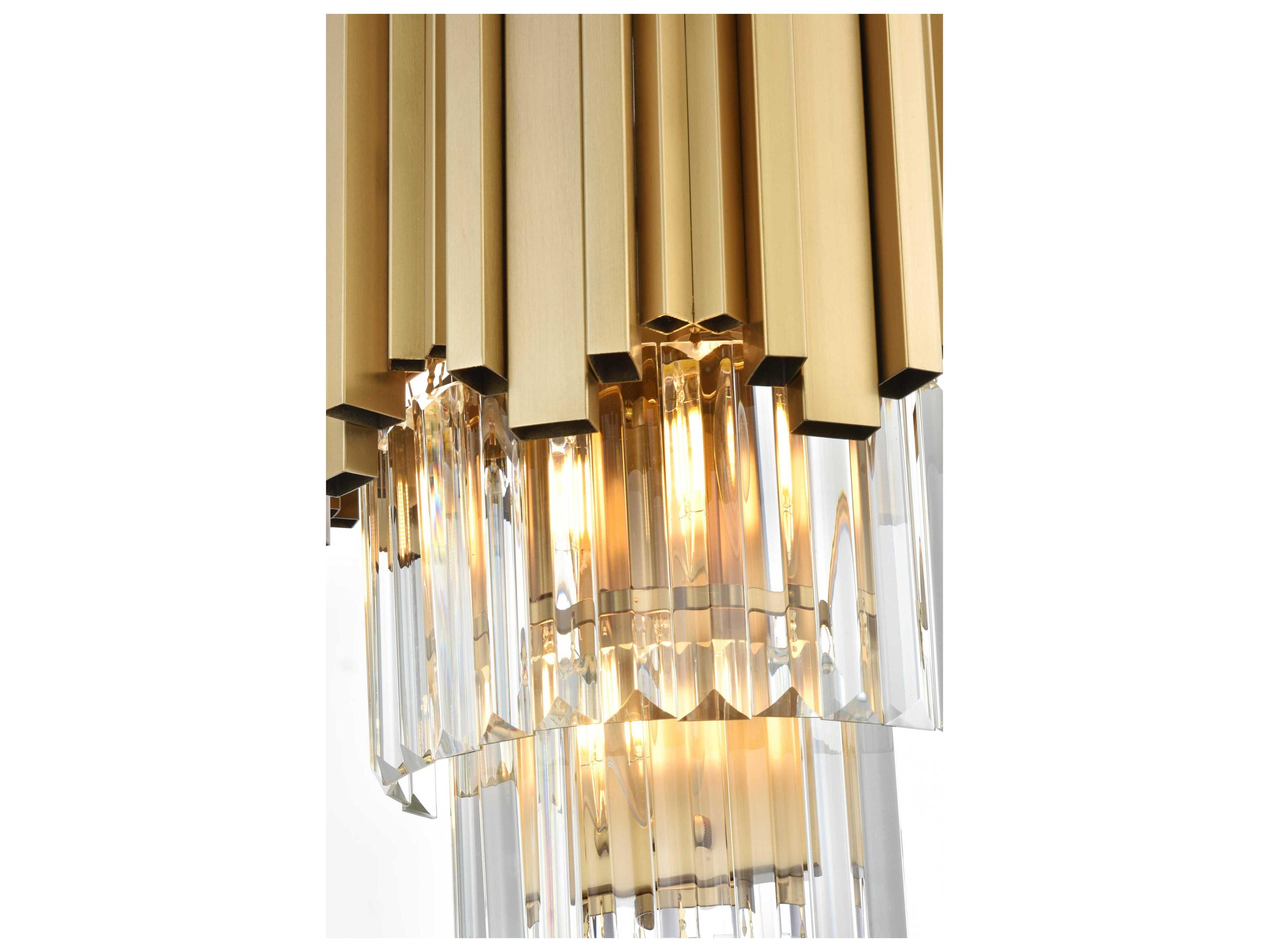 Elegant Lighting Willow 3-Light Satin Gold Wall Sconce