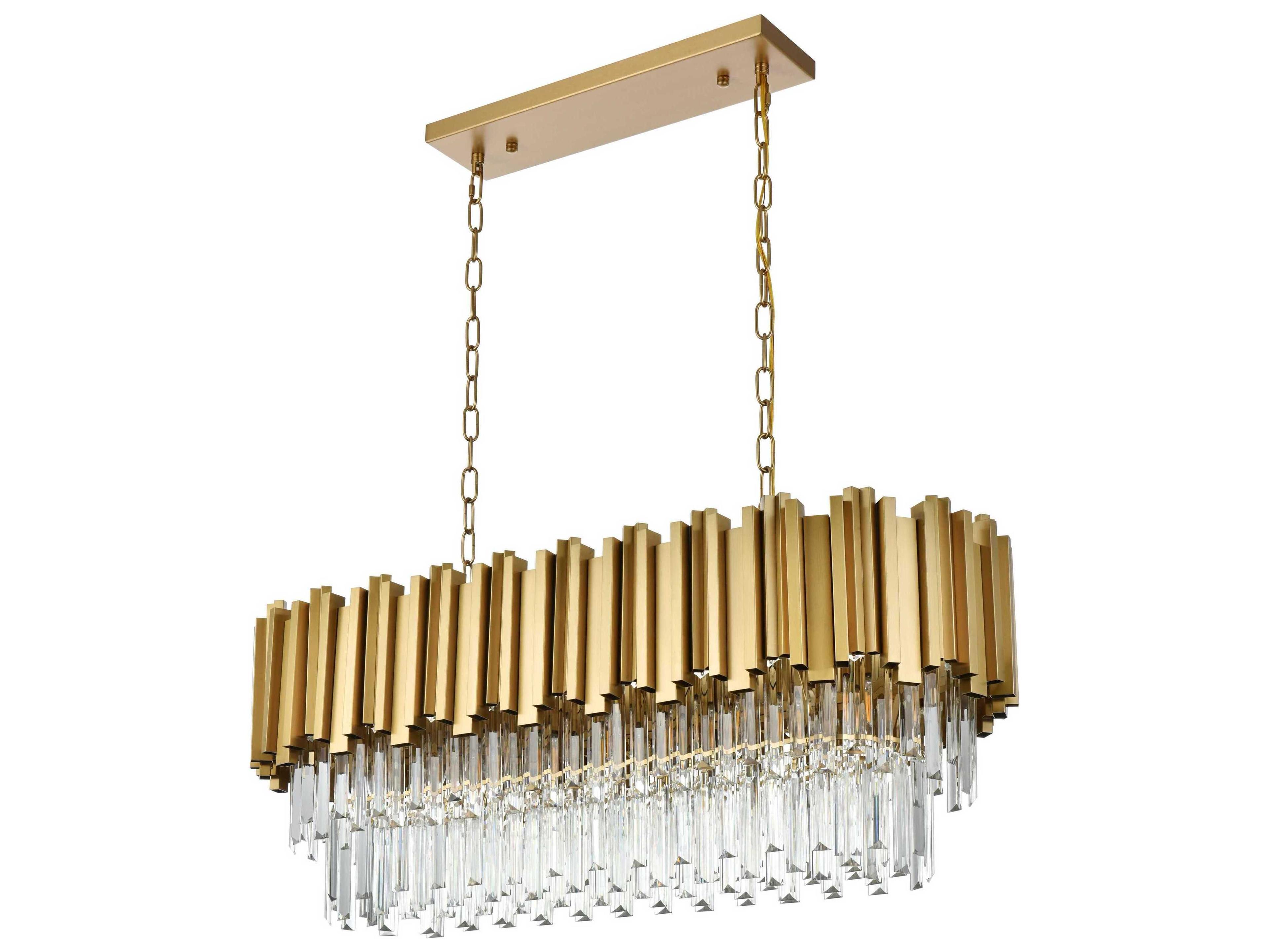 Elegant Lighting Willow 9-Light Satin Gold Tiered Island Pendant