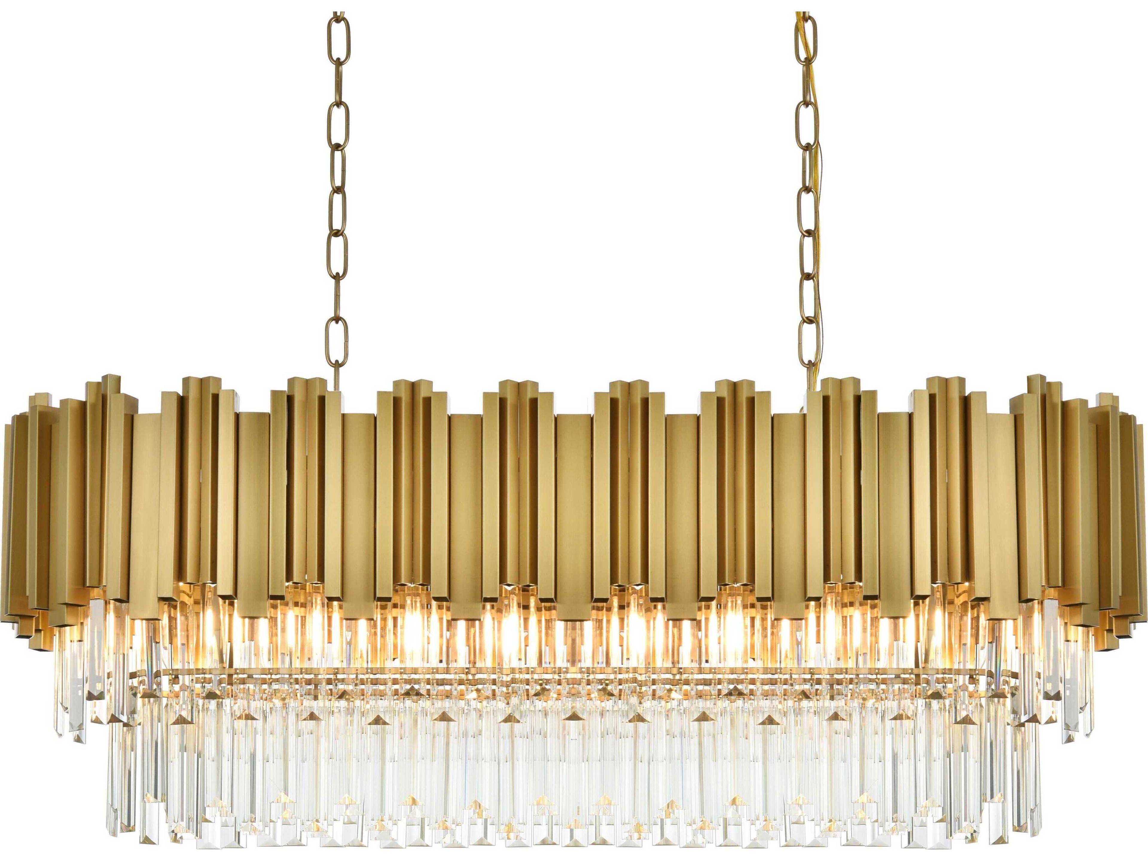 Elegant Lighting Willow 9-Light Satin Gold Tiered Island Pendant