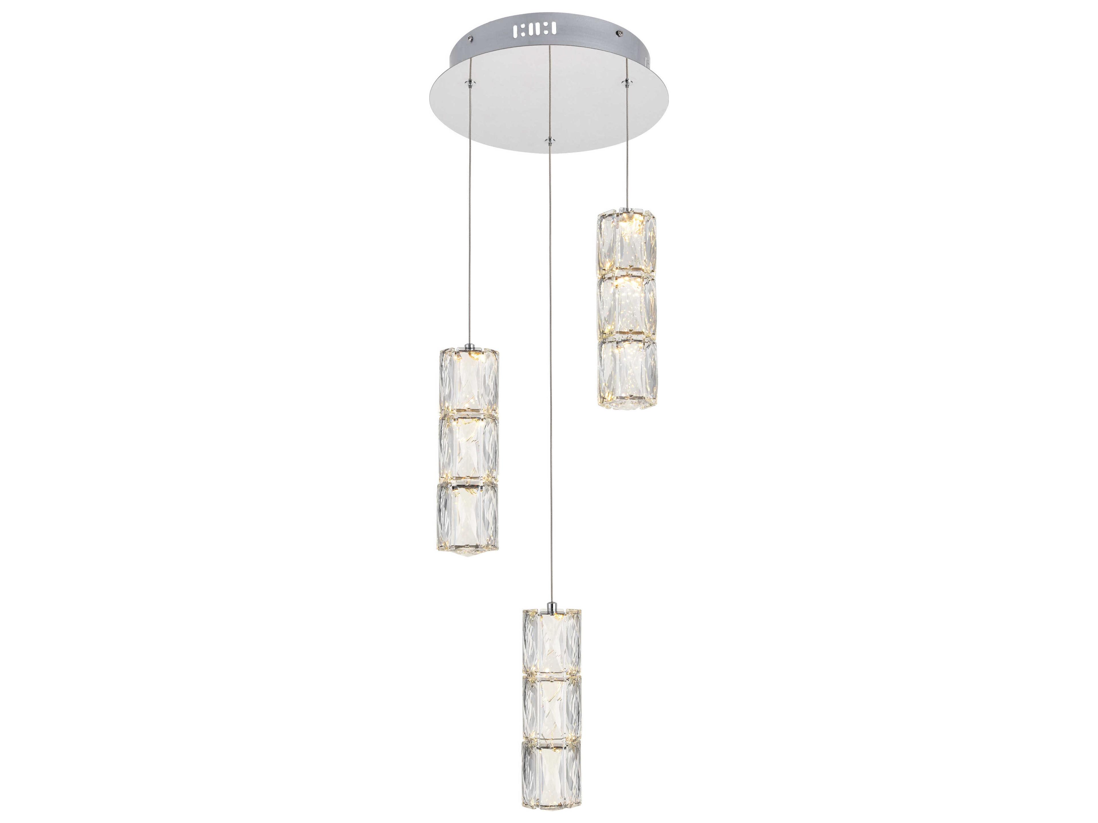 Elegant Lighting Polaris 3-Light Chrome Cylinder Mini Pendant