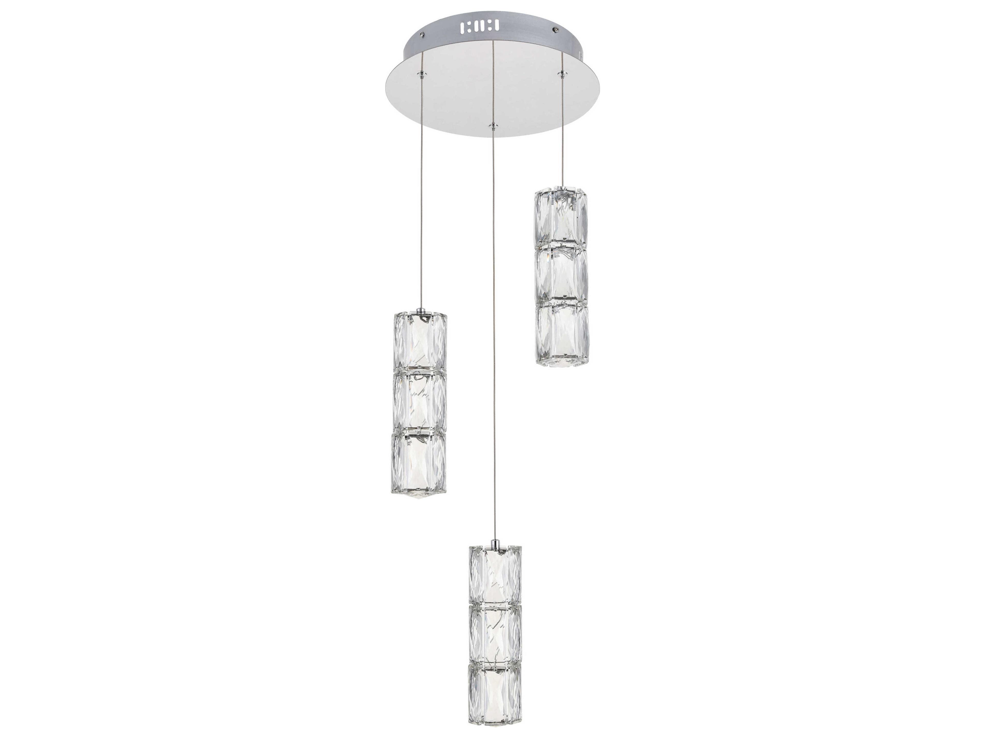Elegant Lighting Polaris 3-Light Chrome Cylinder Mini Pendant