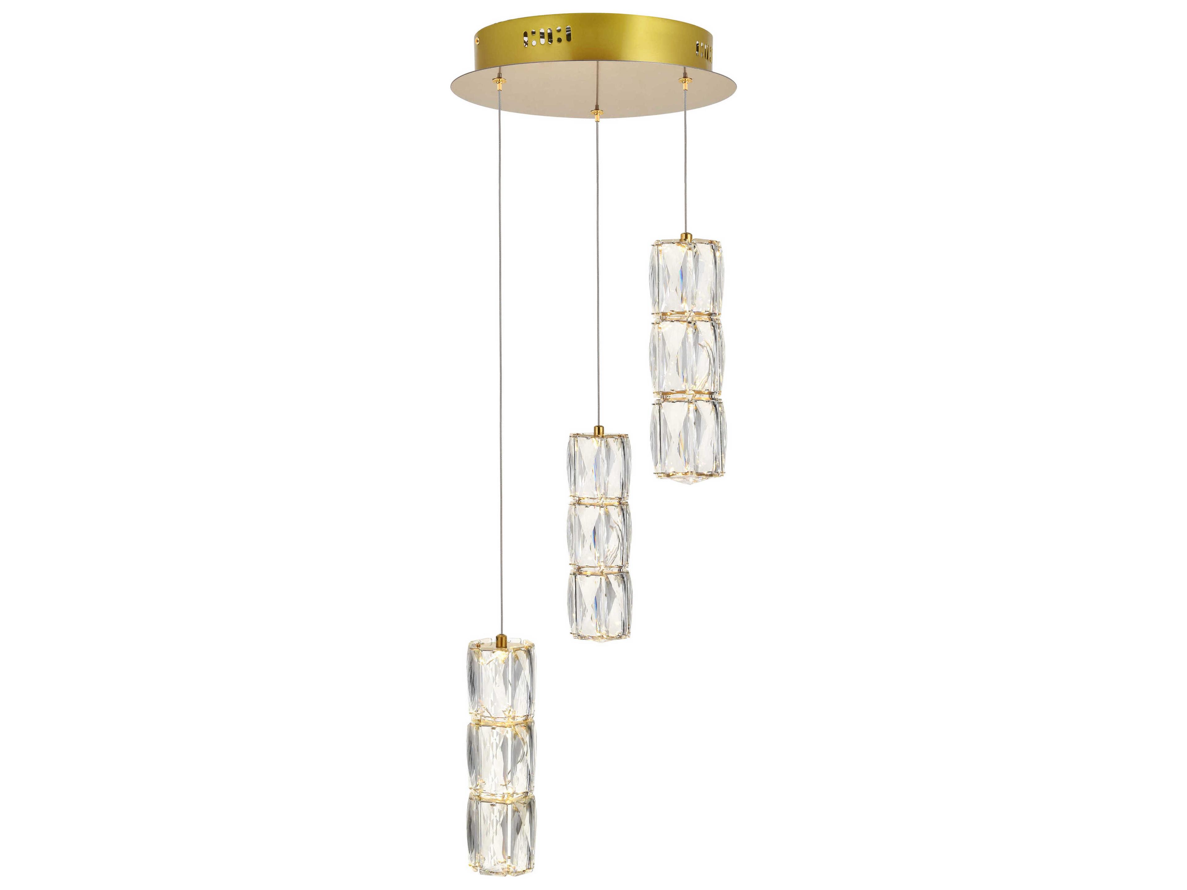 Elegant Lighting Polaris 3-Light Chrome Cylinder Mini Pendant