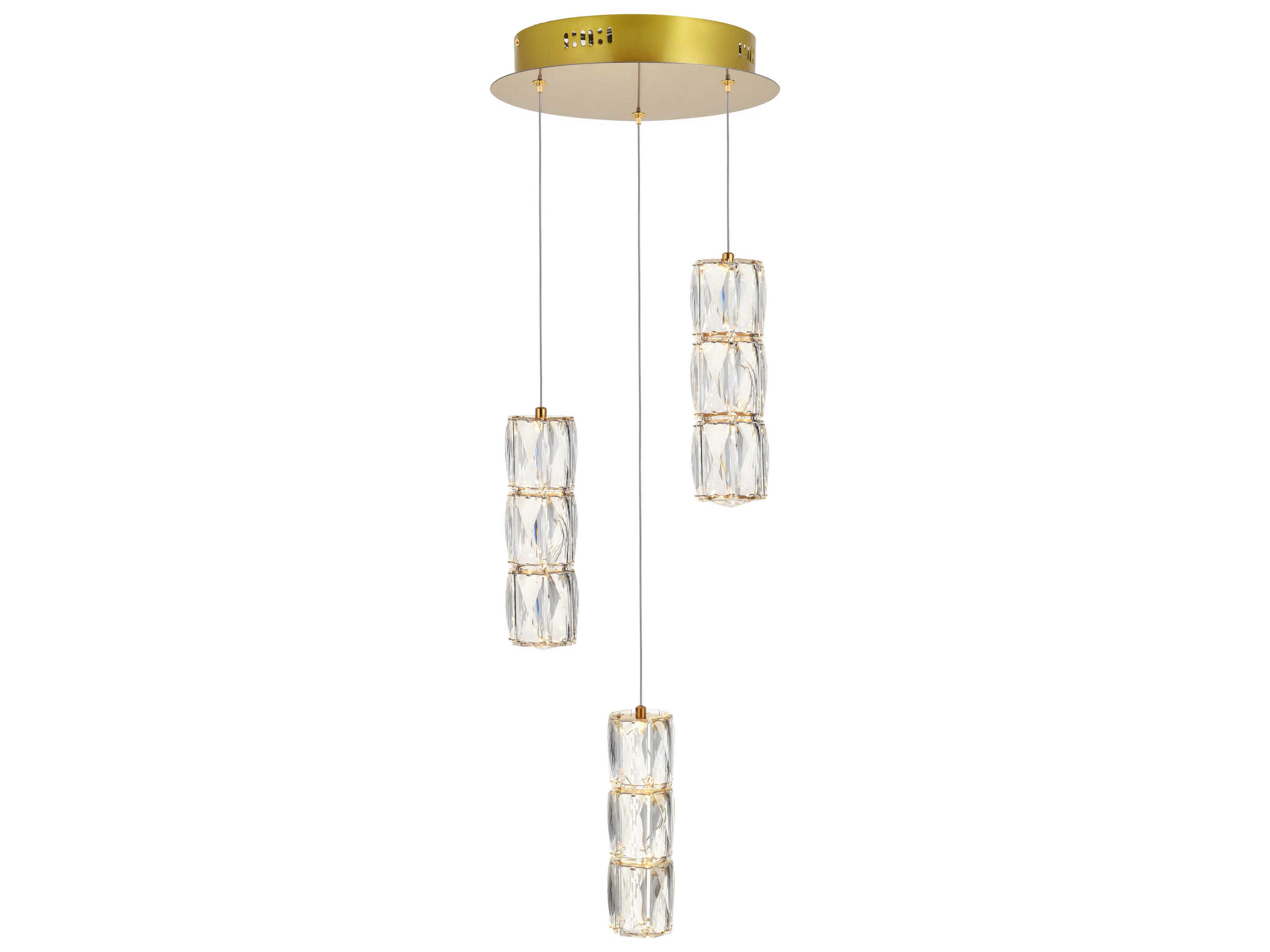 Elegant Lighting Polaris 3-Light Chrome Cylinder Mini Pendant