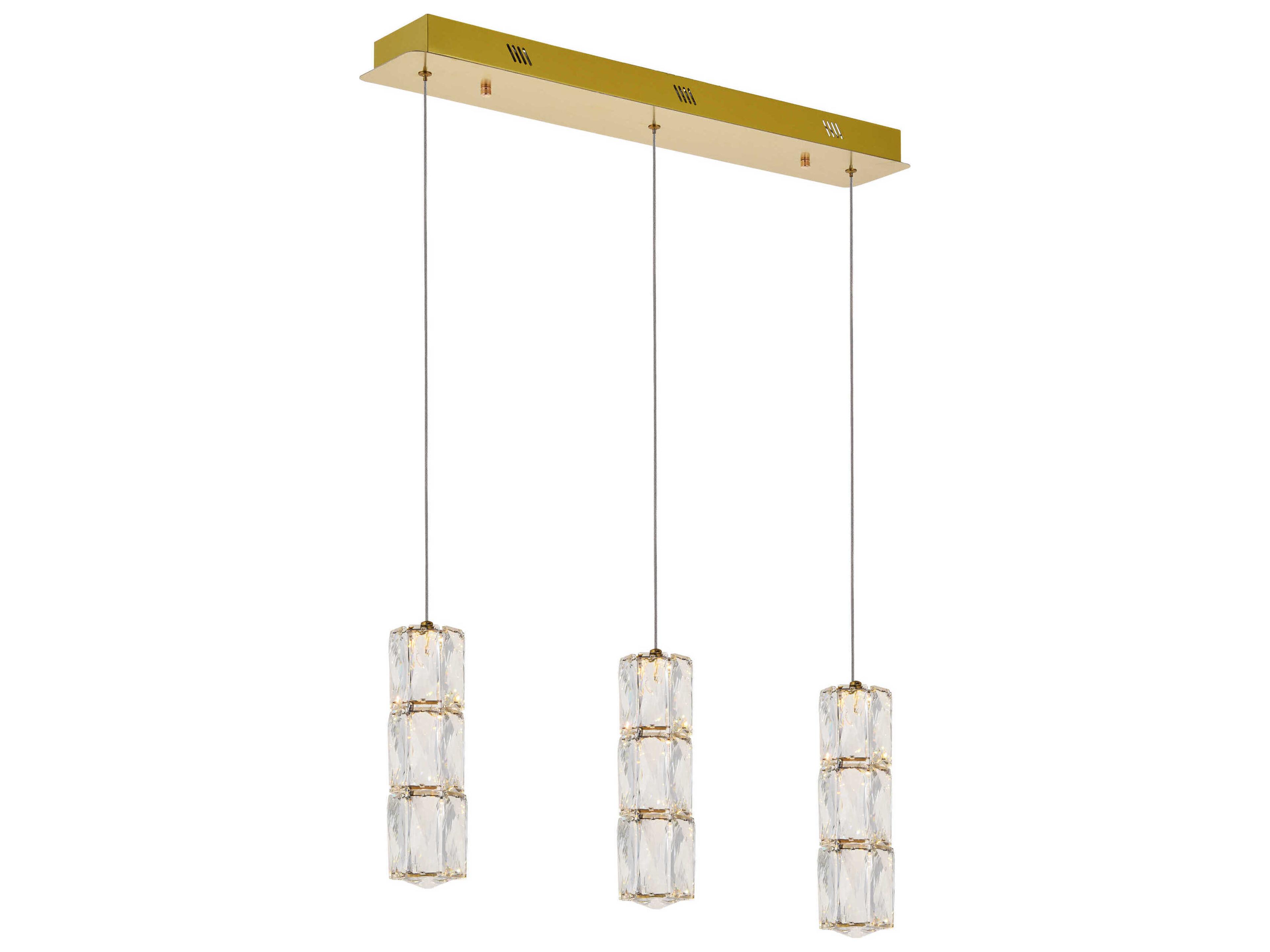 Elegant Lighting Polaris 3-Light Gold Island Pendant