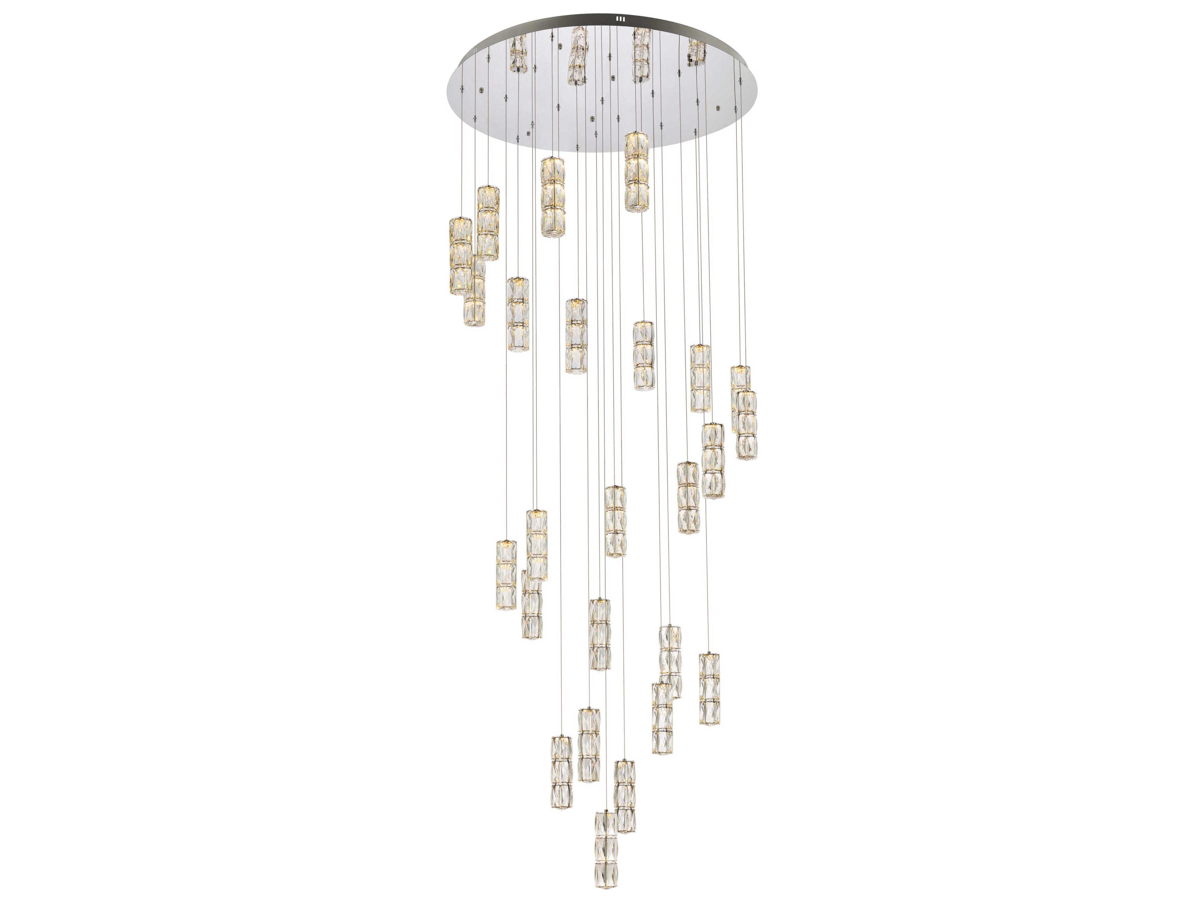 Polaris 25-Light Chrome Clear Pendant