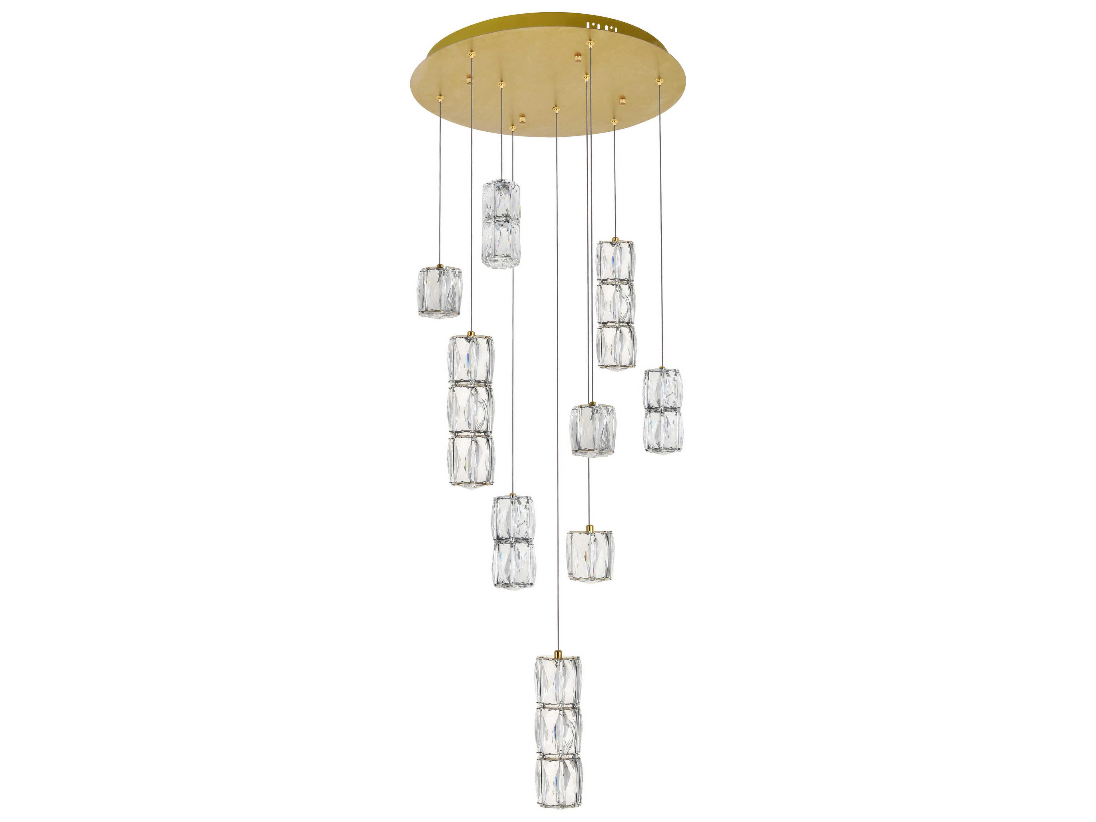 Elegant Lighting Polaris 9-Light Gold Pendant