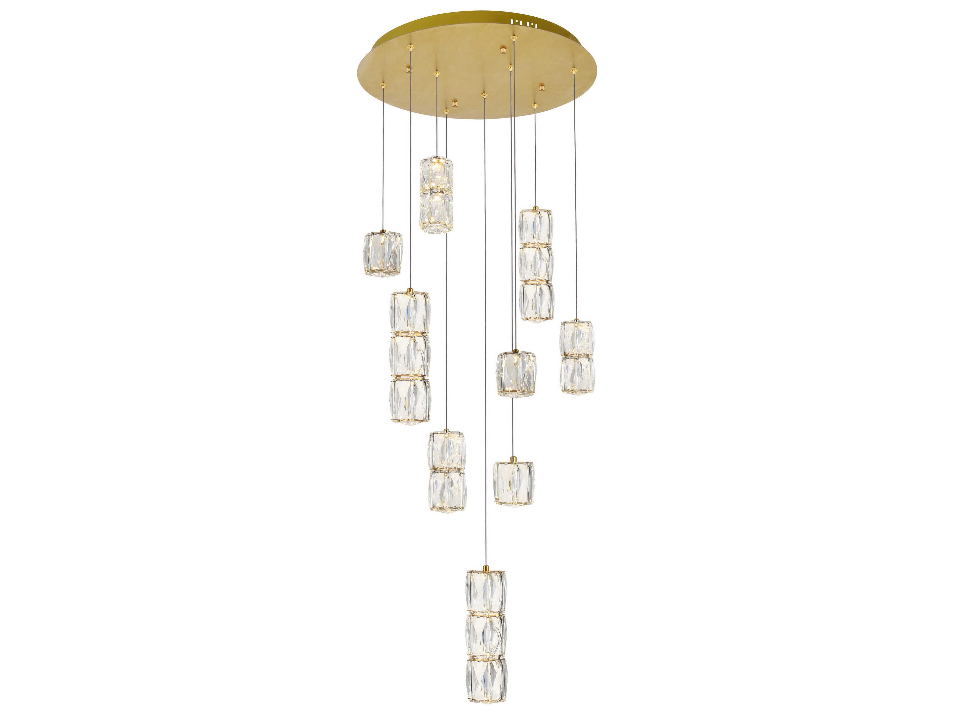 Elegant Lighting Polaris 9-Light Gold Pendant