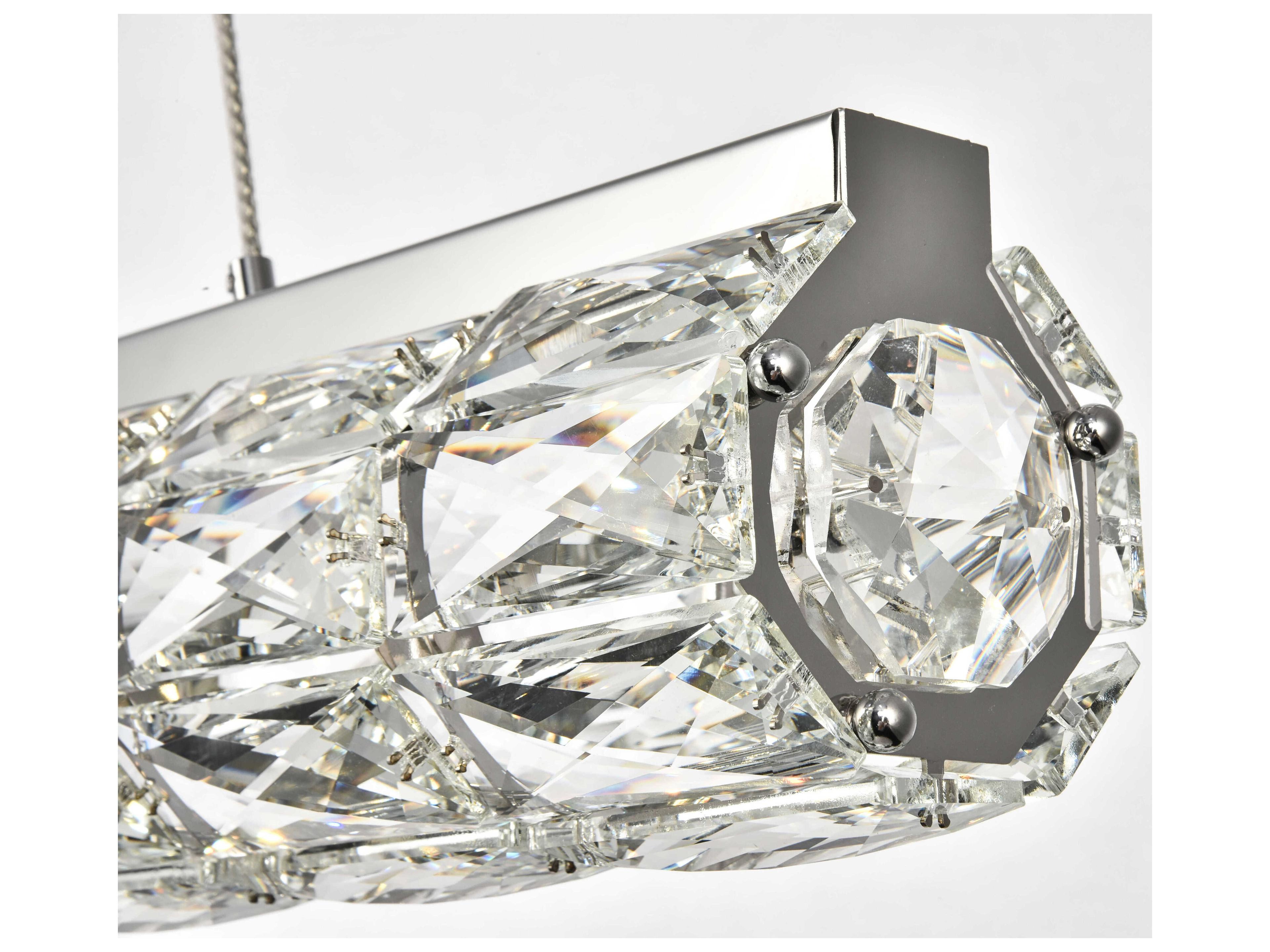 Elegant Lighting Valetta 1-Light Chrome Clear Crystal LED Linear Island Pendant
