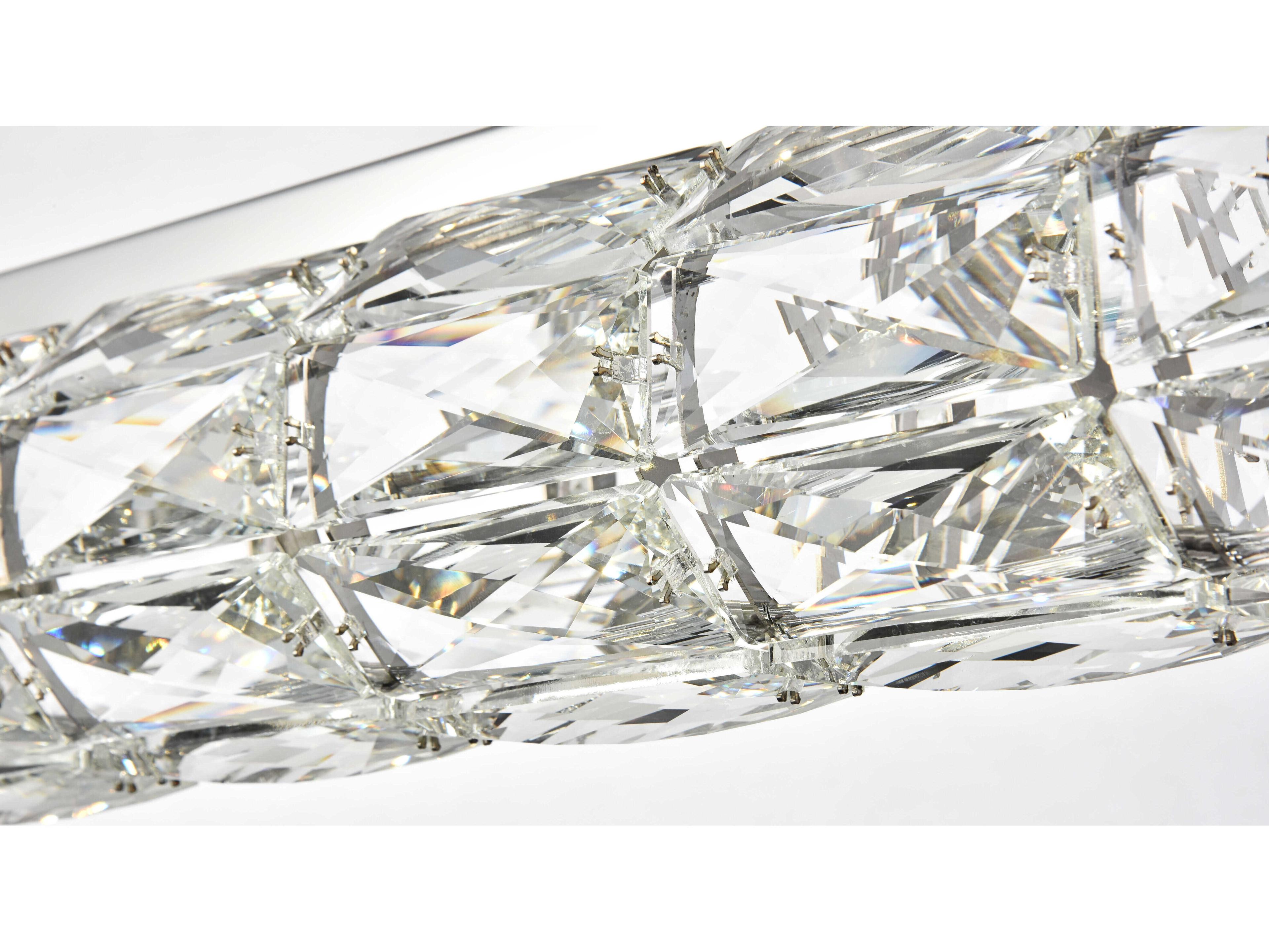 Elegant Lighting Valetta 1-Light Chrome Clear Crystal LED Linear Island Pendant