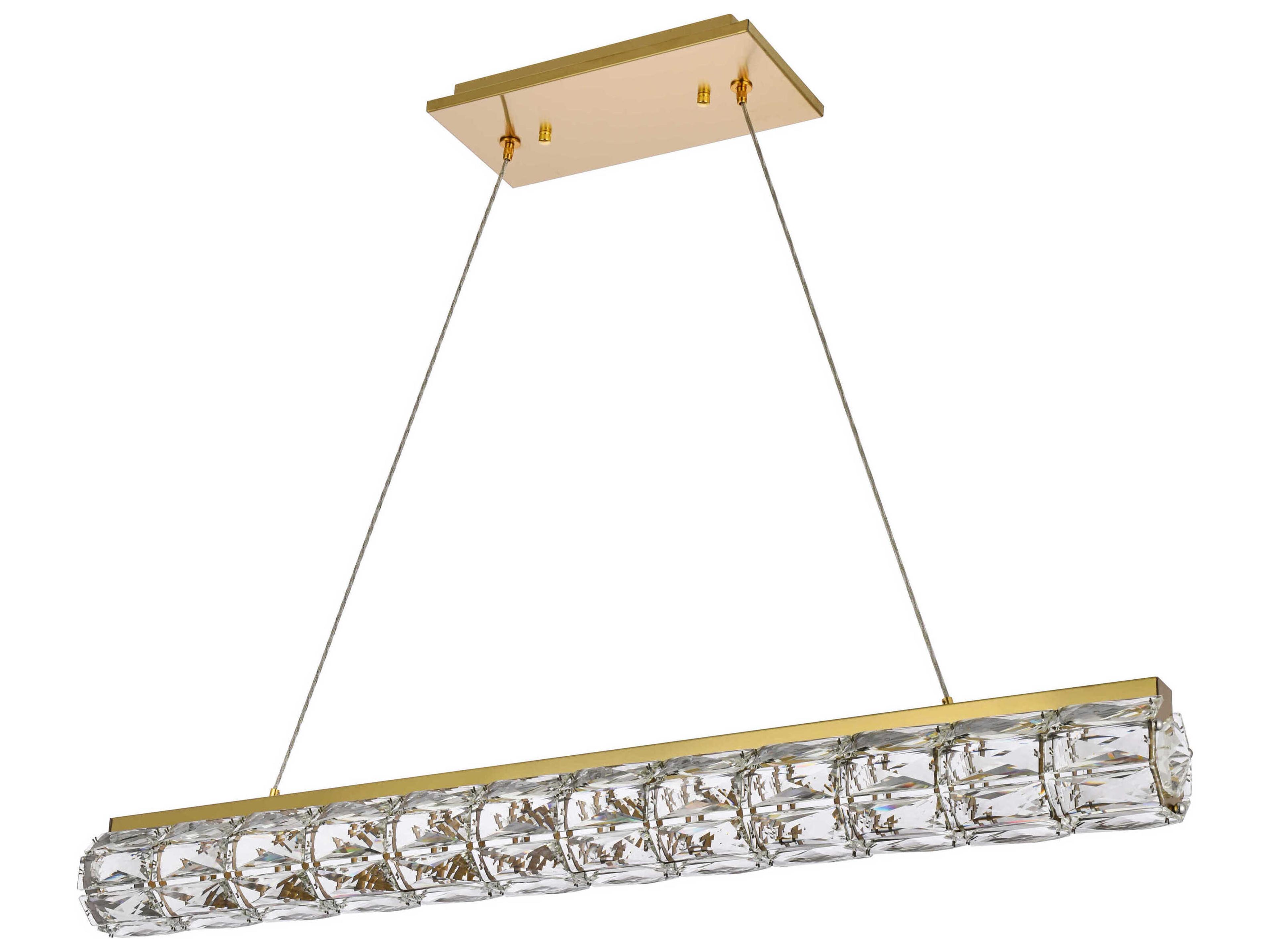 Elegant Lighting Valetta 1-Light Gold Crystal LED Linear Island Pendant