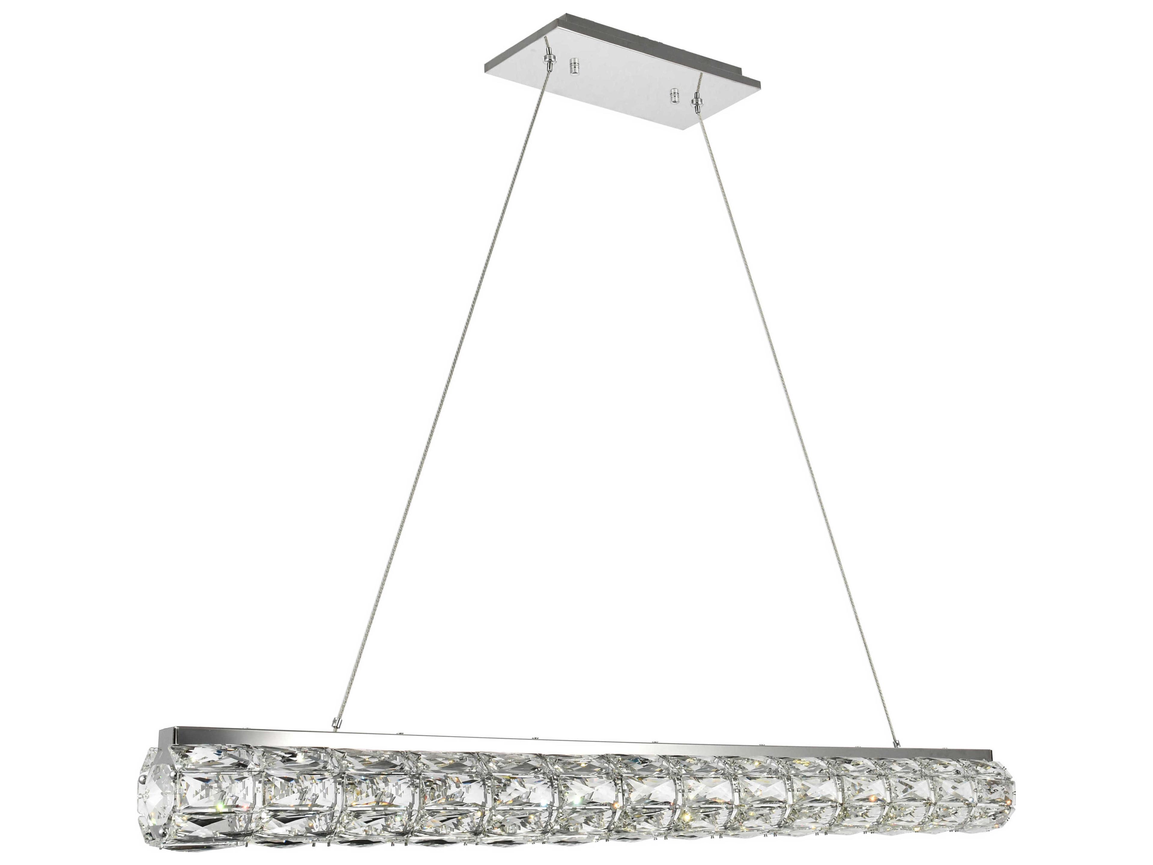 Elegant Lighting Valetta 1-Light Chrome Clear Crystal LED Island Pendant