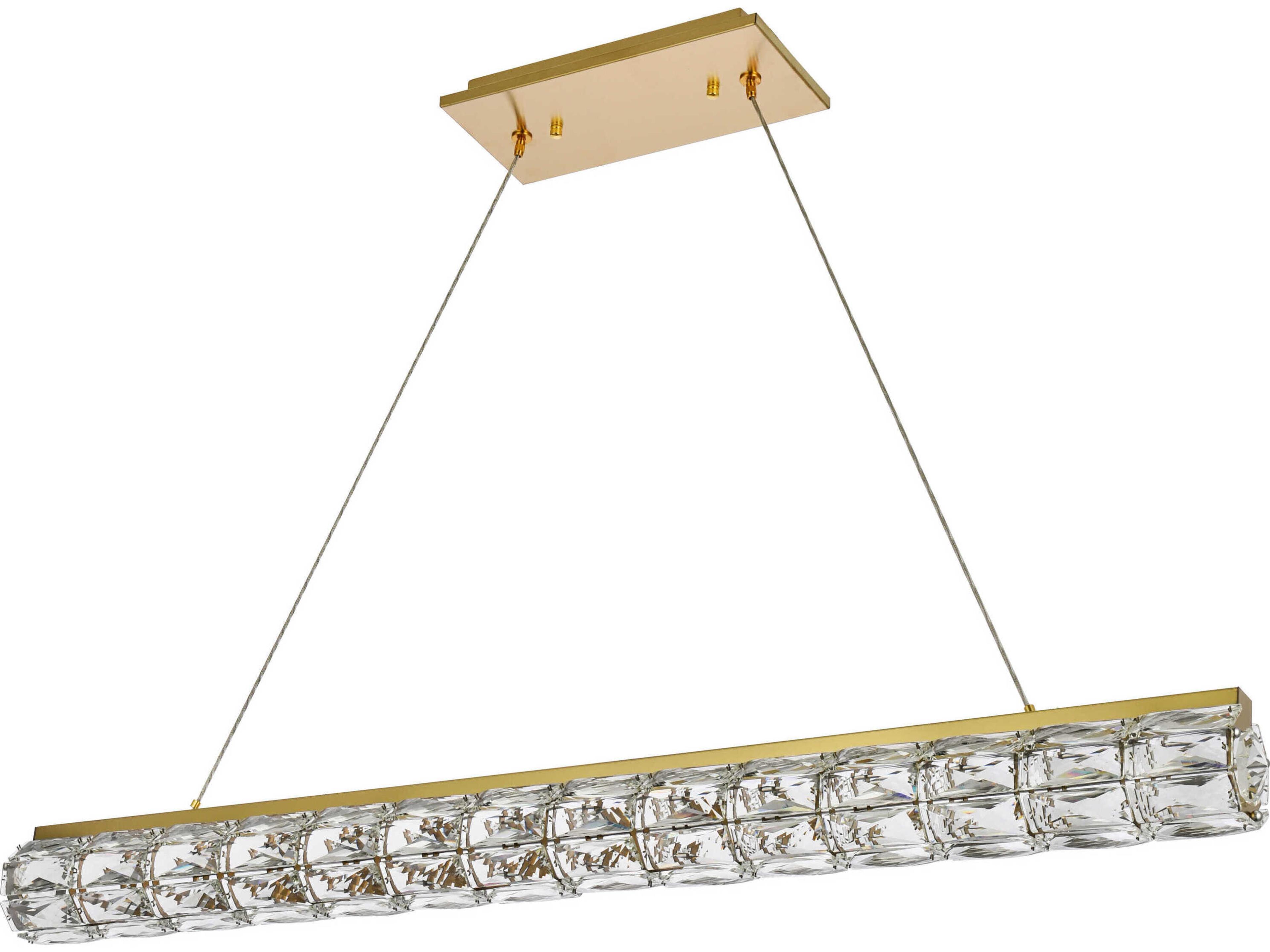 Elegant Lighting Valetta 1-Light Gold Crystal LED Linear Island Pendant