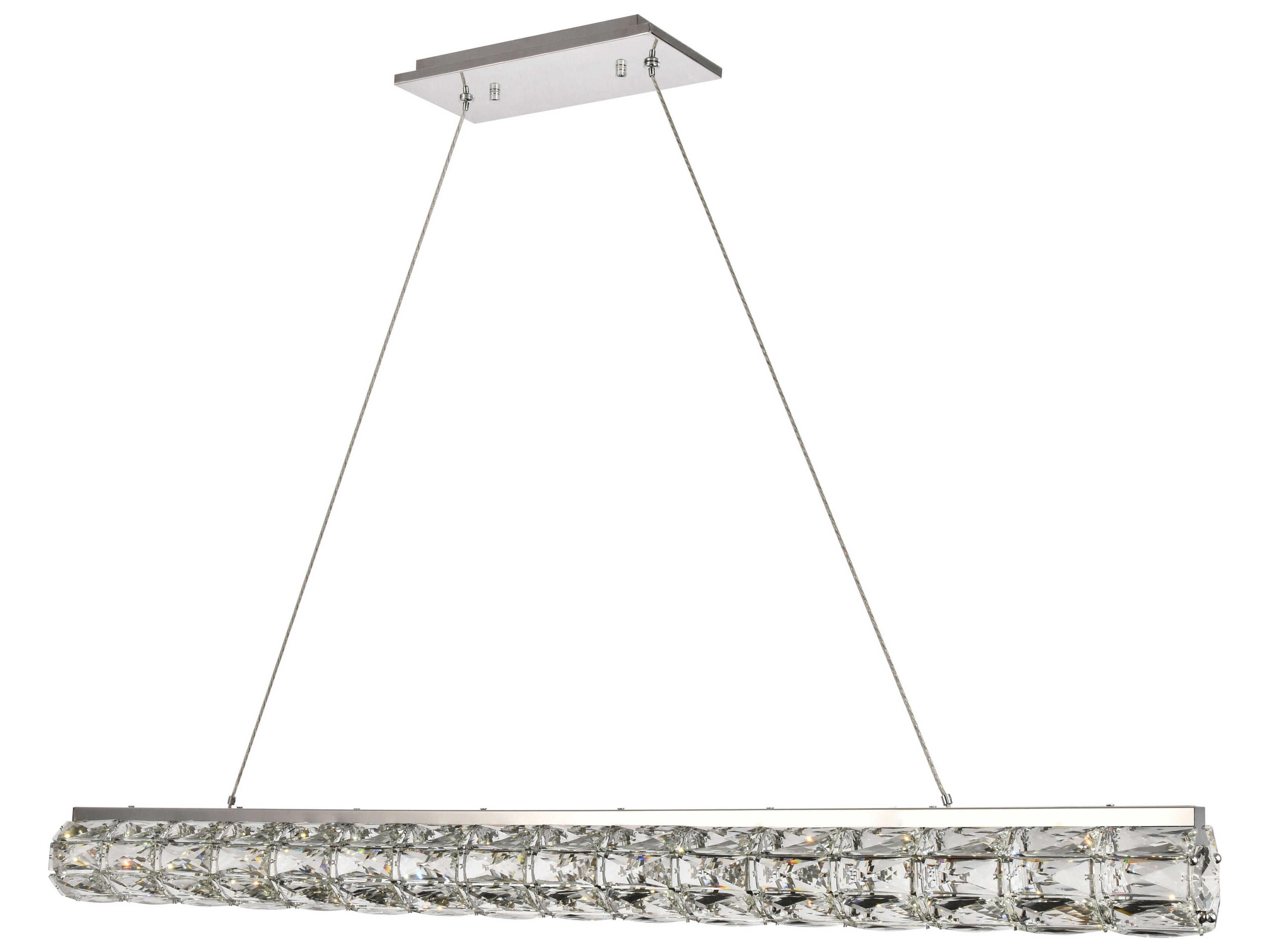 Elegant Lighting Valetta 1-Light Chrome Clear Crystal LED Linear Island Pendant