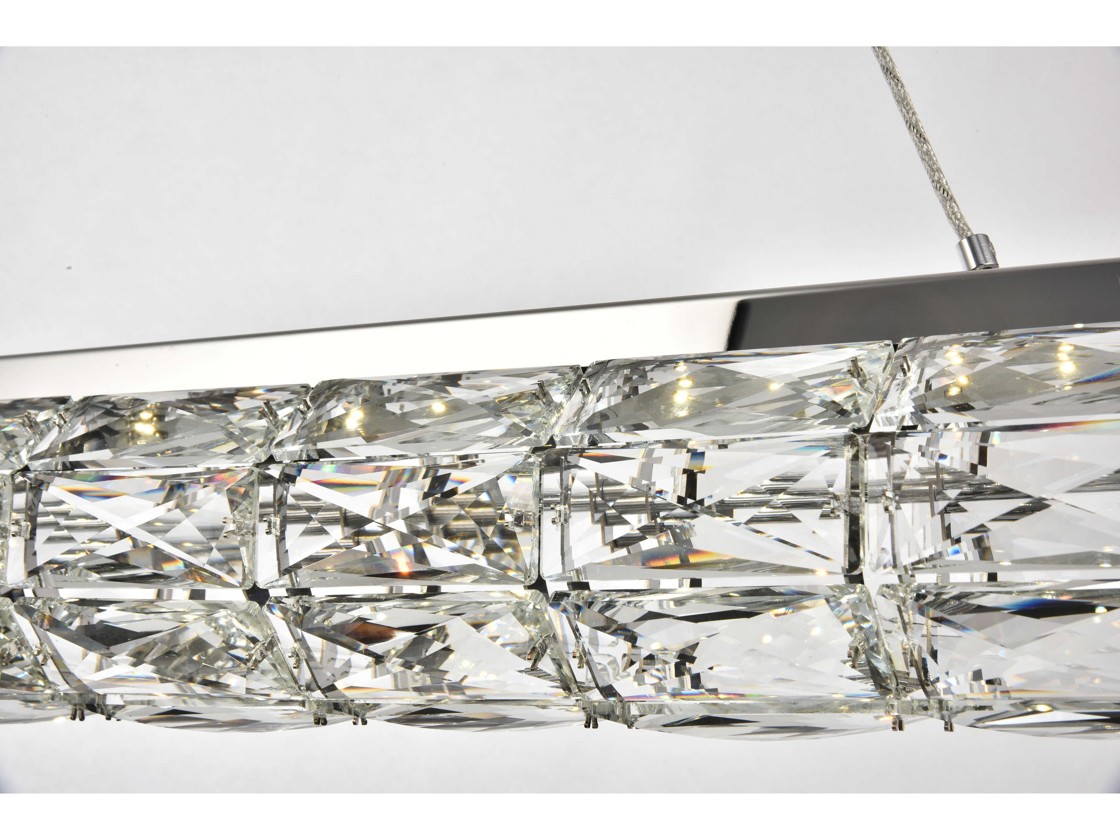 Elegant Lighting Valetta 1-Light Chrome Clear Crystal LED Linear Island Pendant