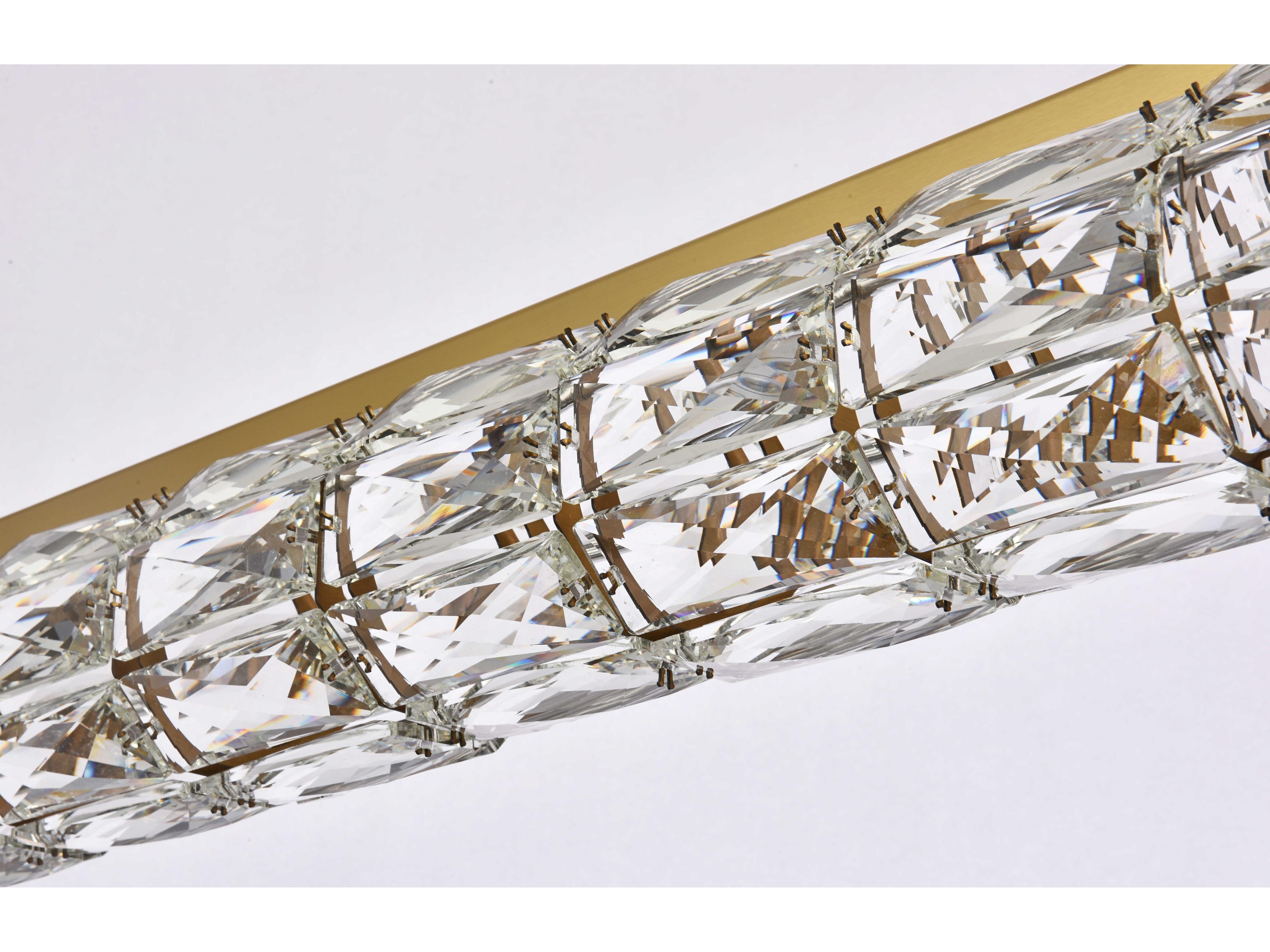 Elegant Lighting Valetta 1-Light Gold Crystal LED Linear Island Pendant