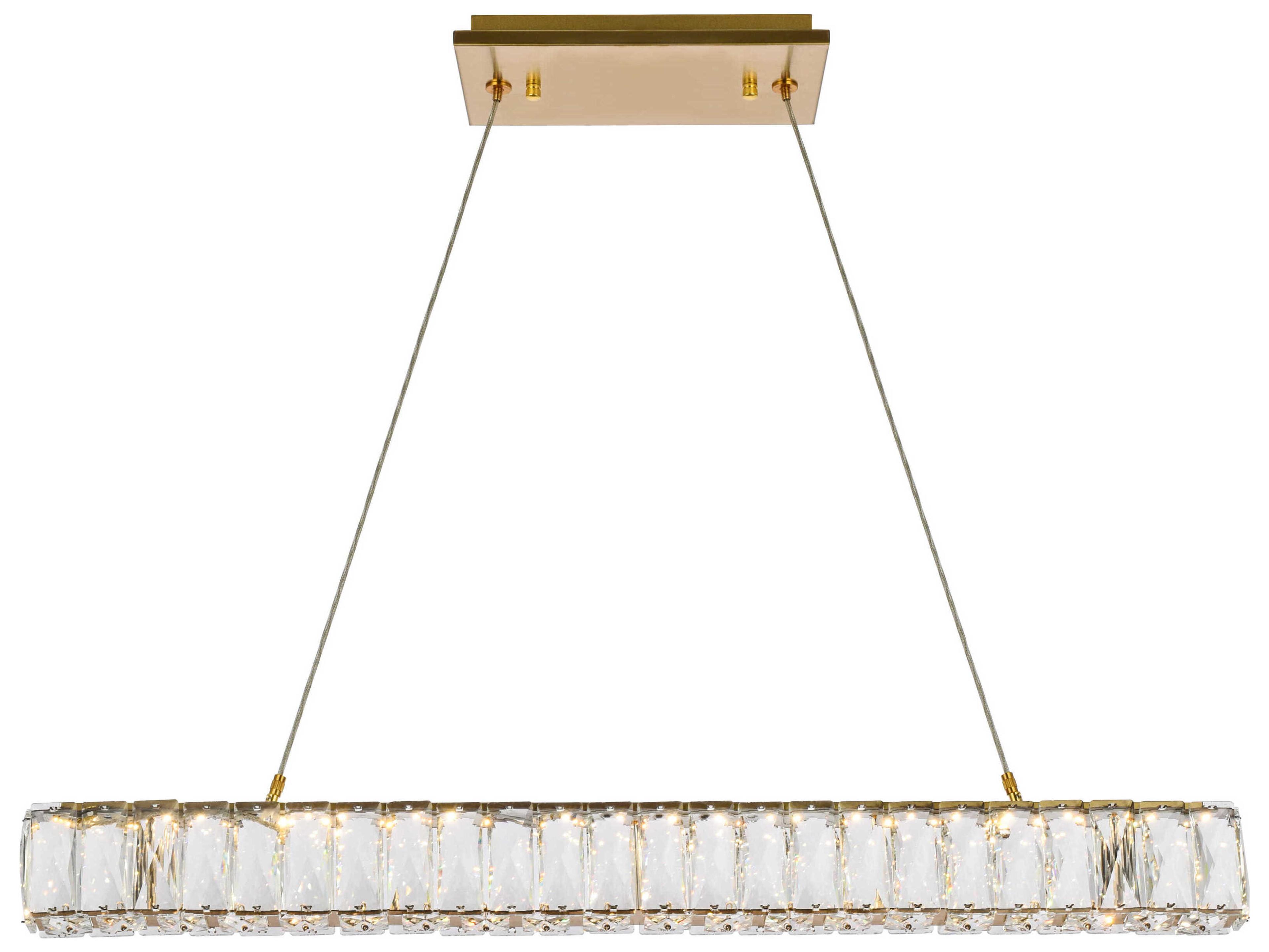 Monroe 1-Light Gold Crystal LED Linear Island Pendant