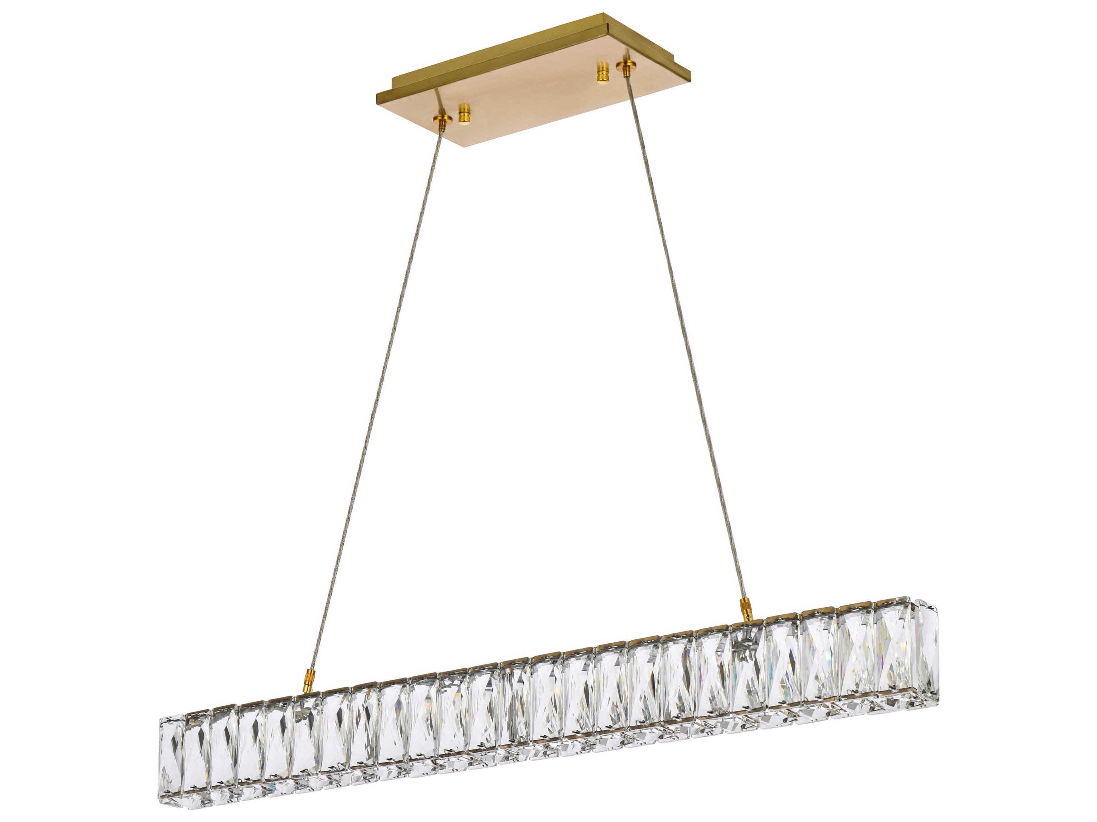 Elegant Lighting Monroe 1-Light Gold Crystal LED Linear Island Pendant