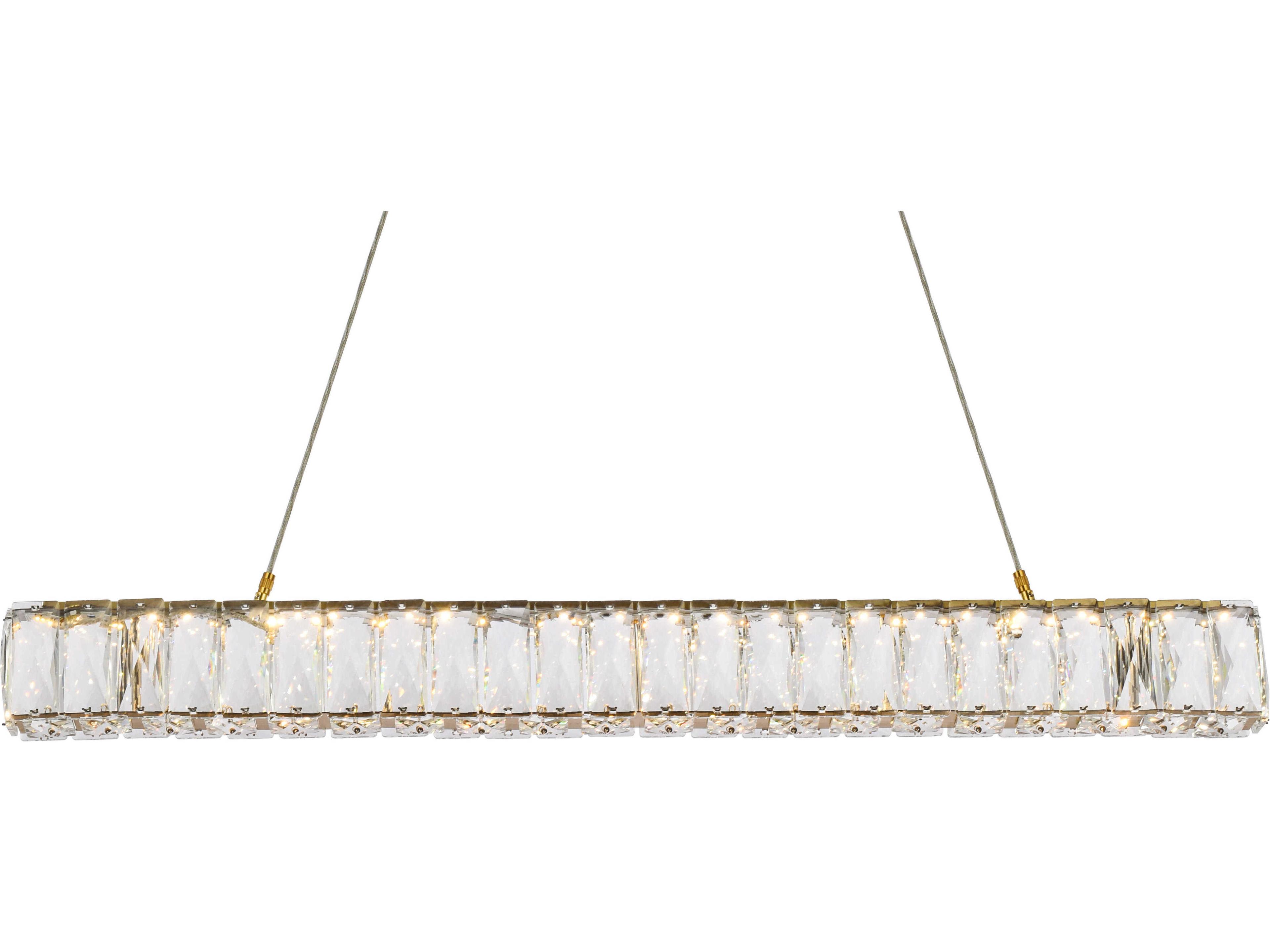 Elegant Lighting Monroe 1-Light Gold Crystal LED Linear Island Pendant