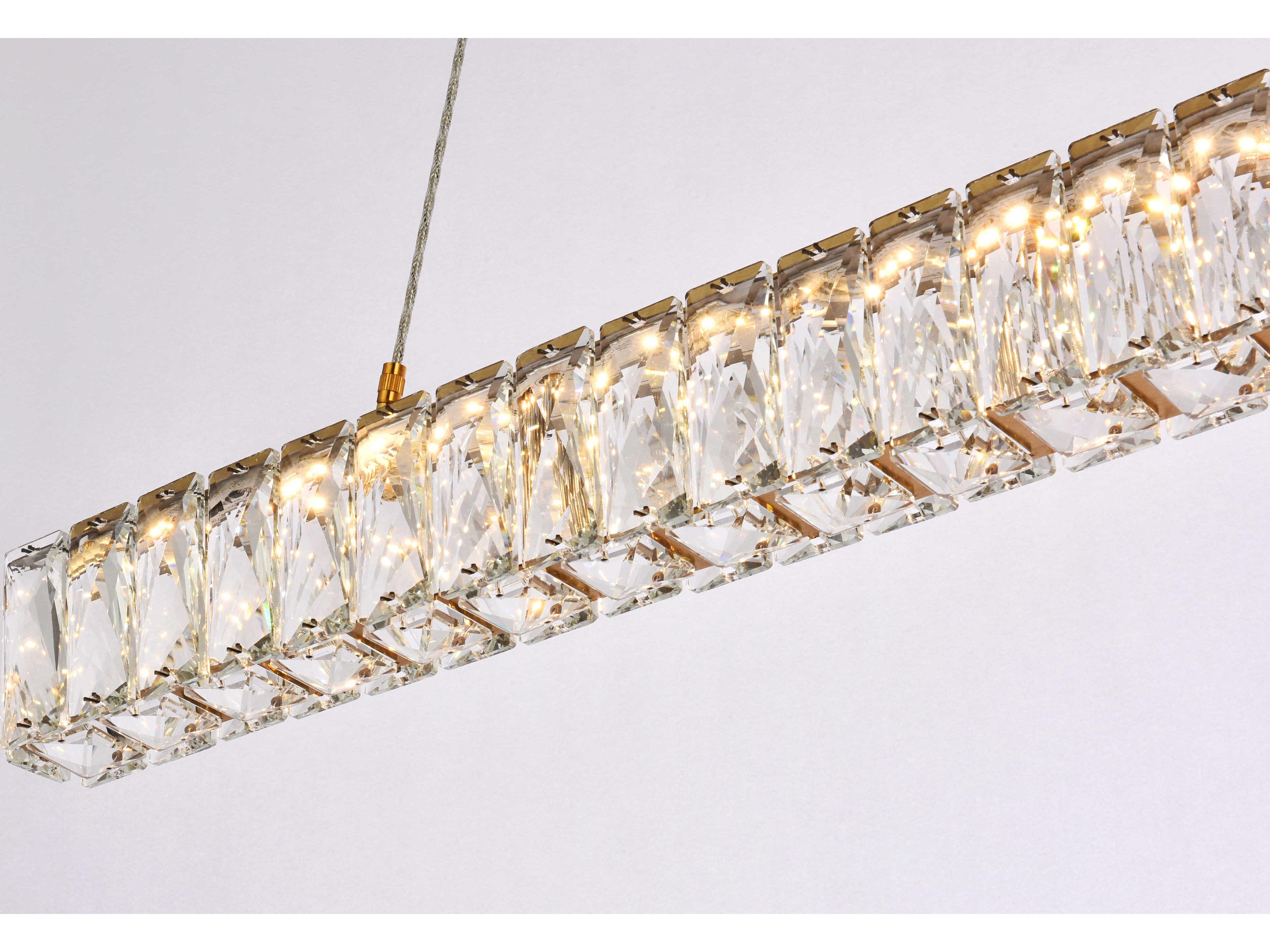 Elegant Lighting Monroe 1-Light Gold Crystal LED Linear Island Pendant