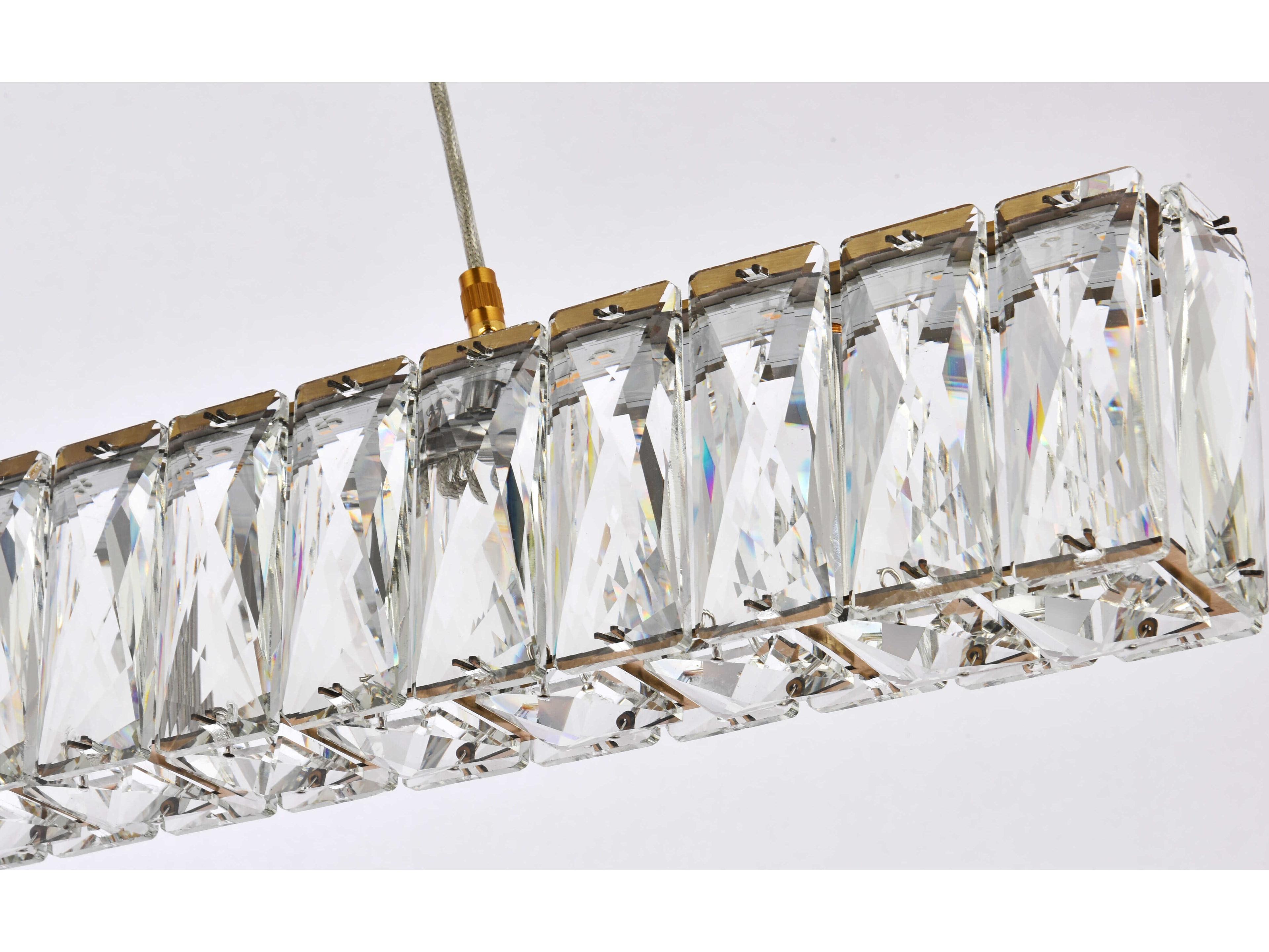 Elegant Lighting Monroe 1-Light Gold Crystal LED Linear Island Pendant