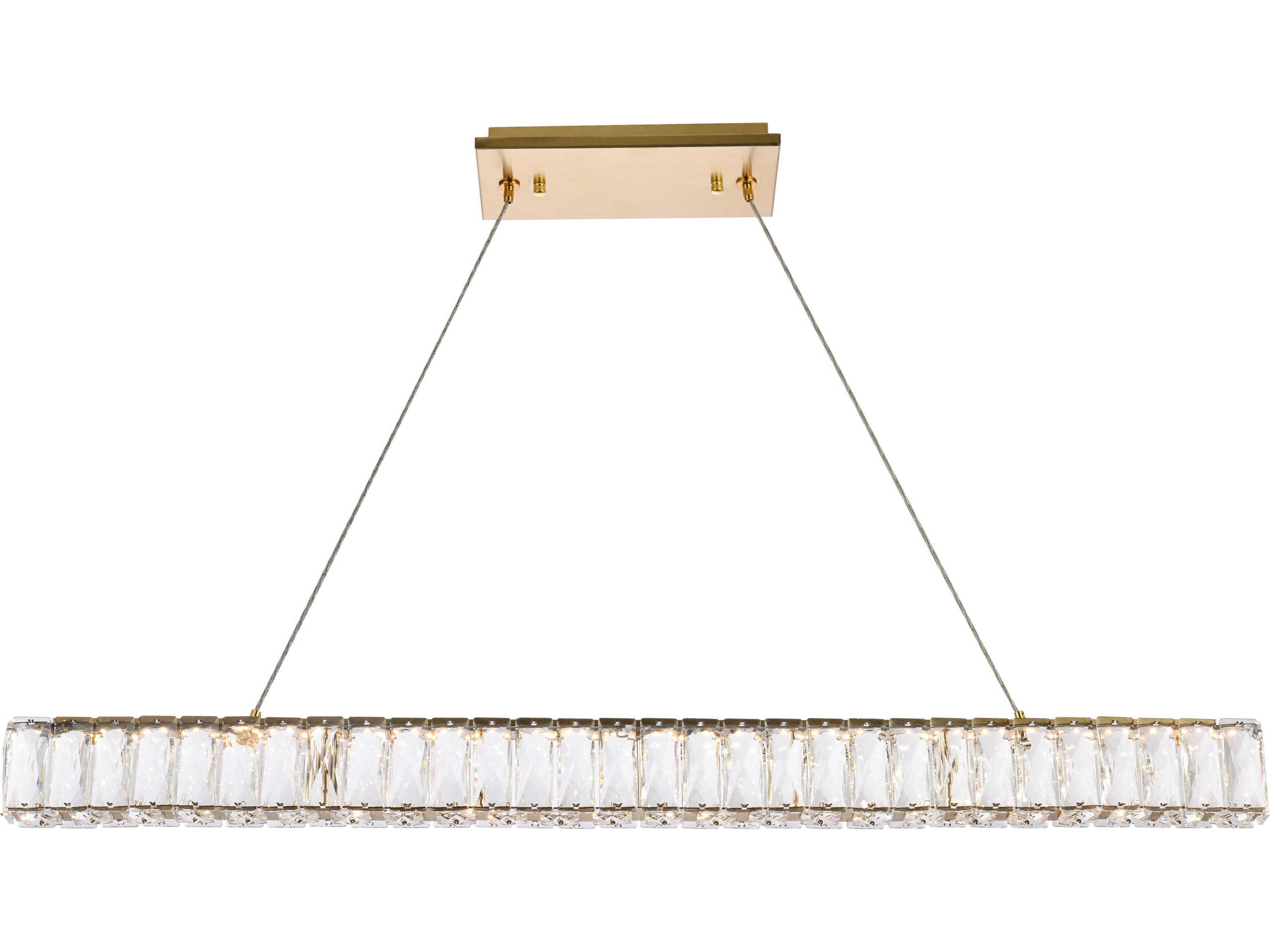 Monroe 1-Light Gold Crystal LED Linear Island Pendant
