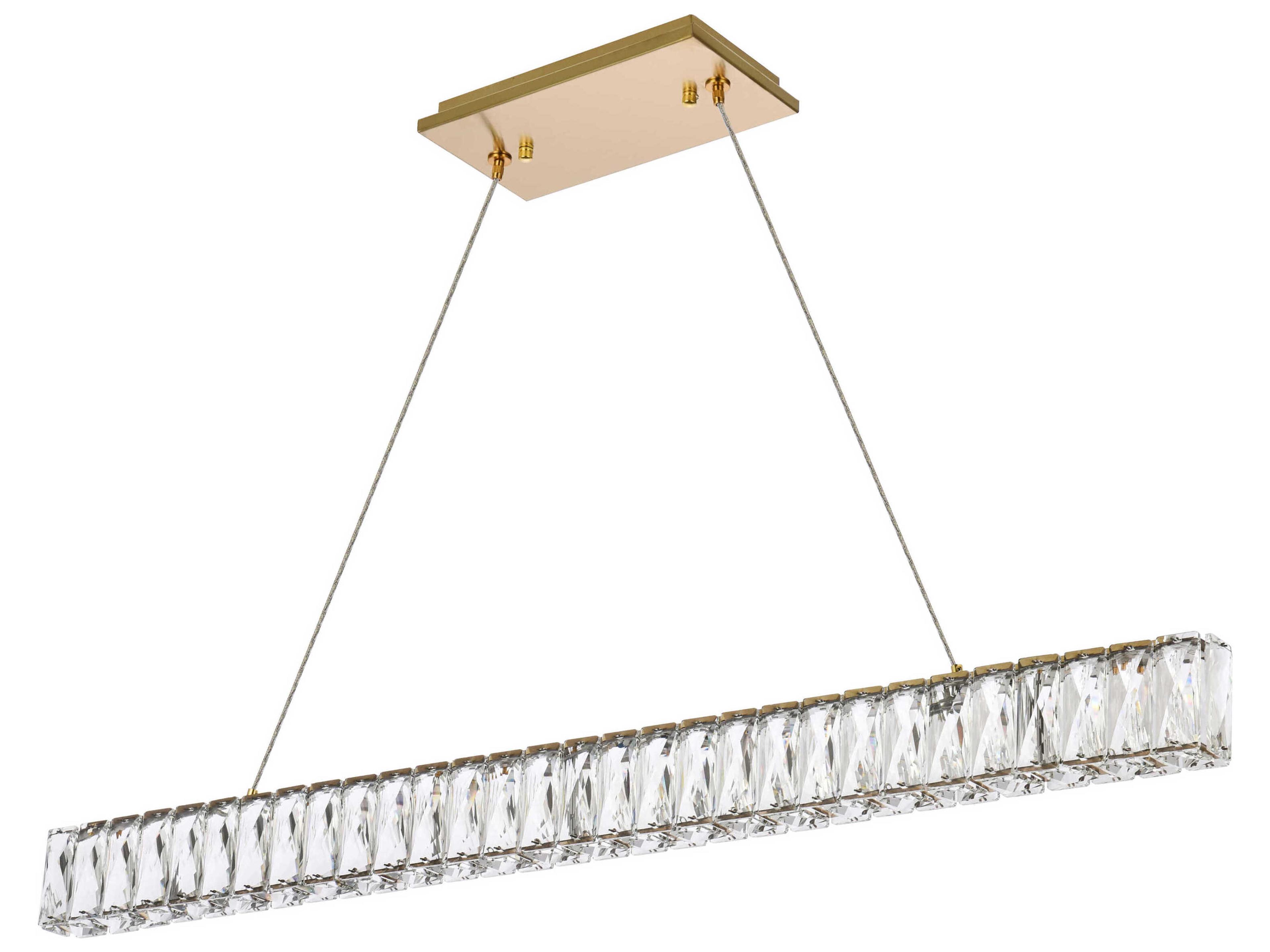 Elegant Lighting Monroe 1-Light Gold Crystal LED Linear Island Pendant