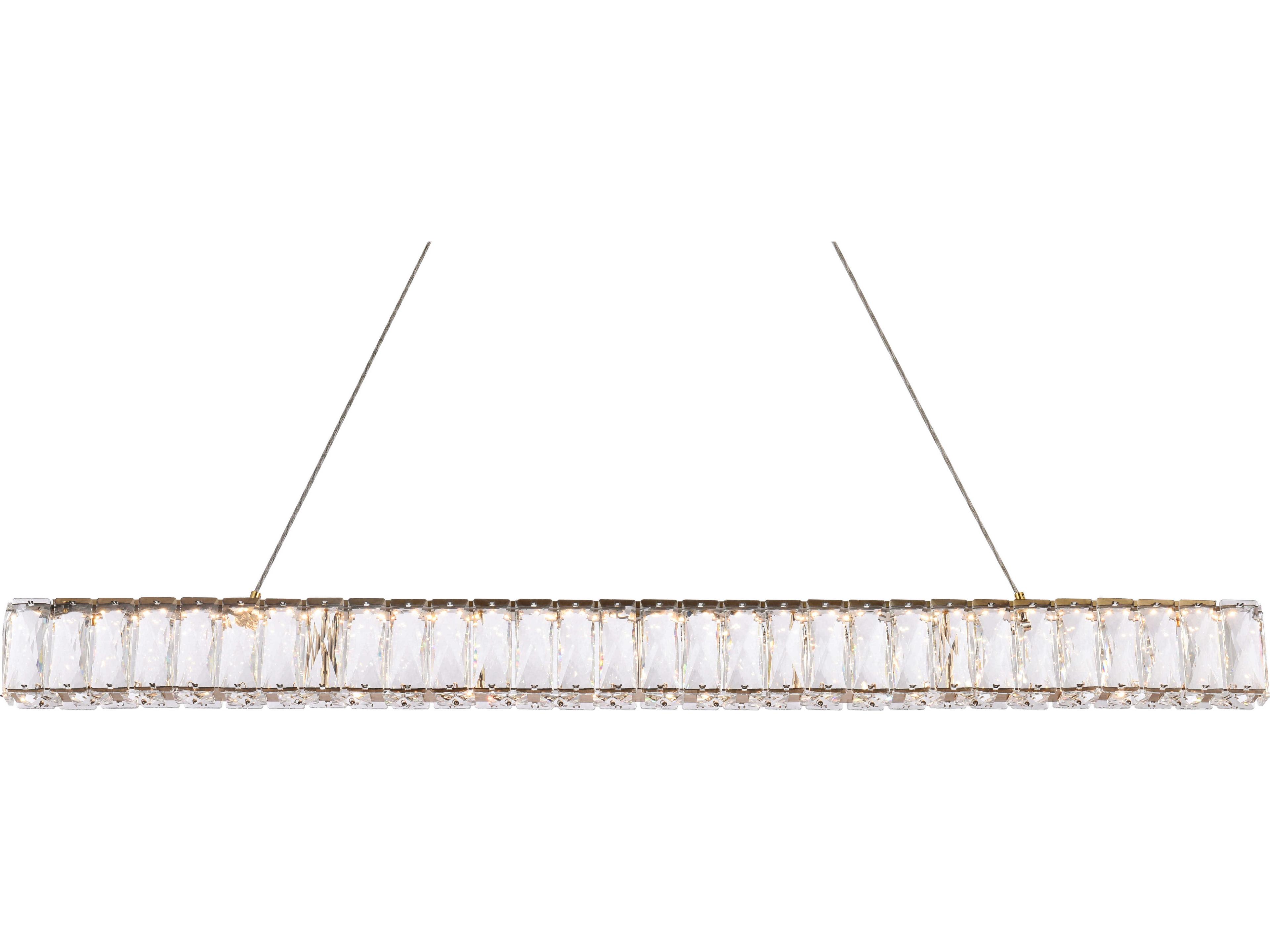 Elegant Lighting Monroe 1-Light Gold Crystal LED Linear Island Pendant