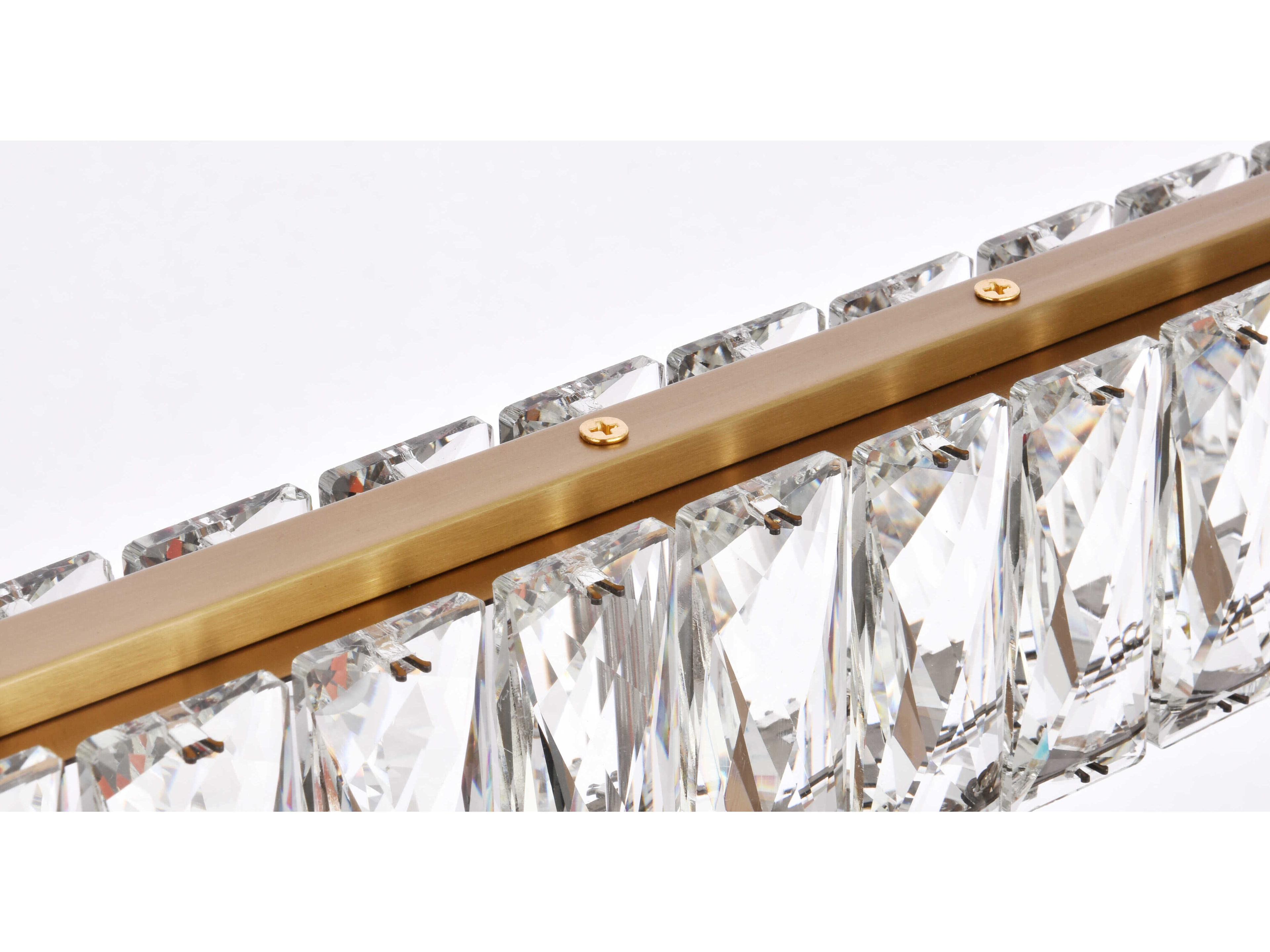 Elegant Lighting Monroe 1-Light Gold Crystal LED Linear Island Pendant