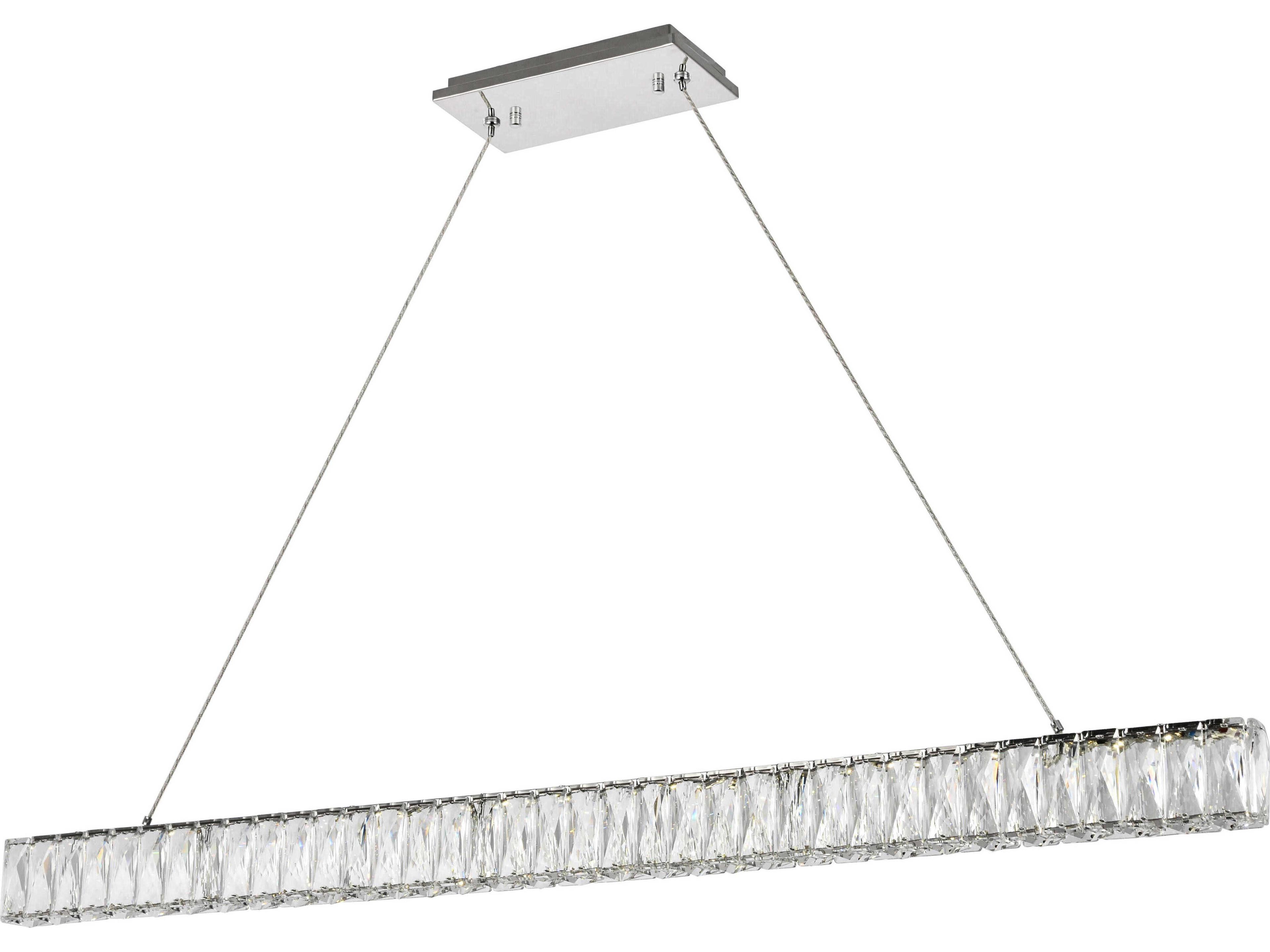 Elegant Lighting Monroe 1-Light Chrome Clear Crystal LED Island Pendant