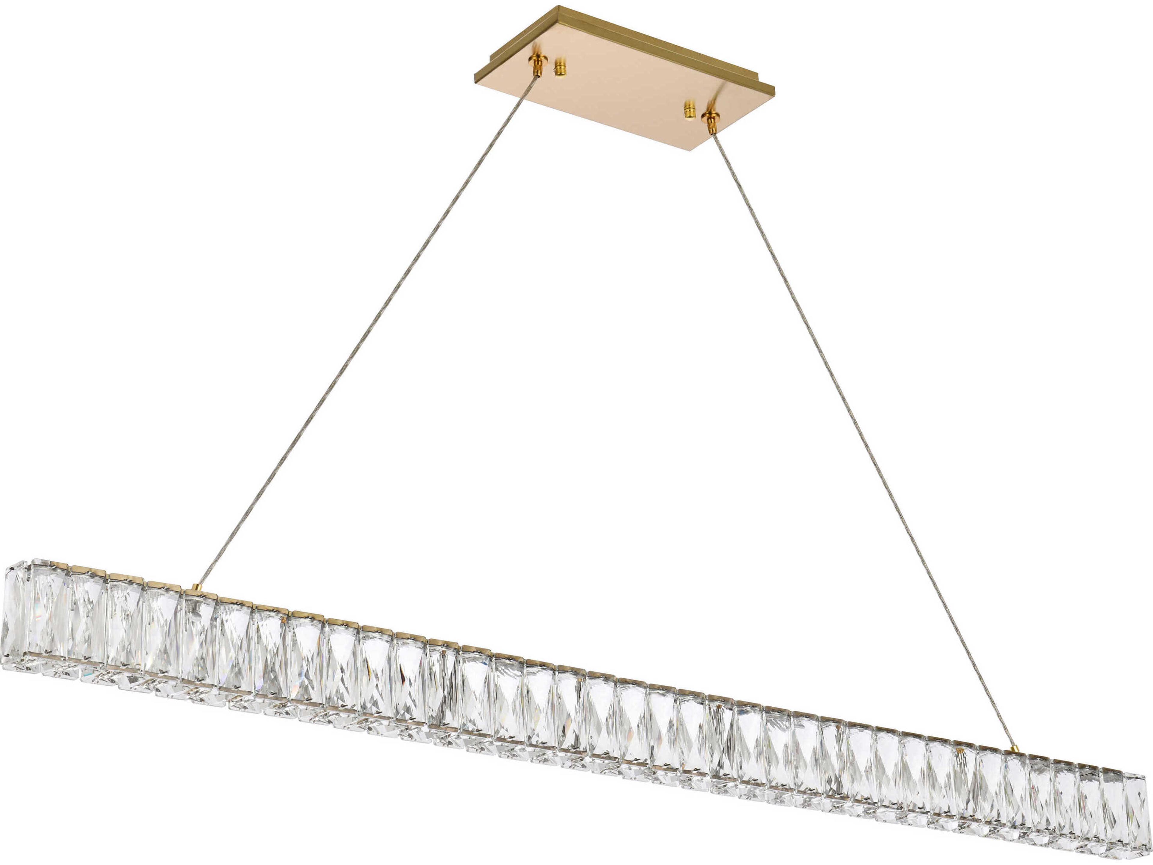 Elegant Lighting Monroe 1-Light Gold Crystal LED Linear Island Pendant