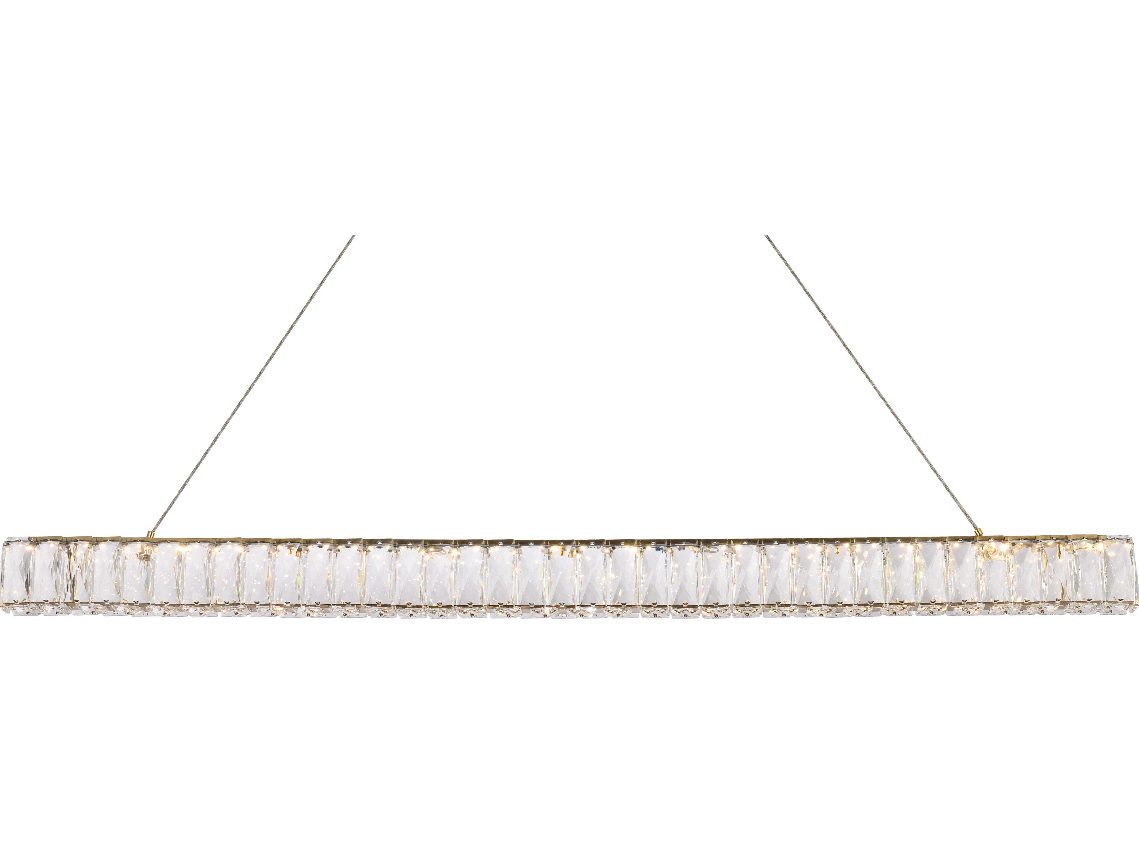 Elegant Lighting Monroe 1-Light Gold Crystal LED Linear Island Pendant