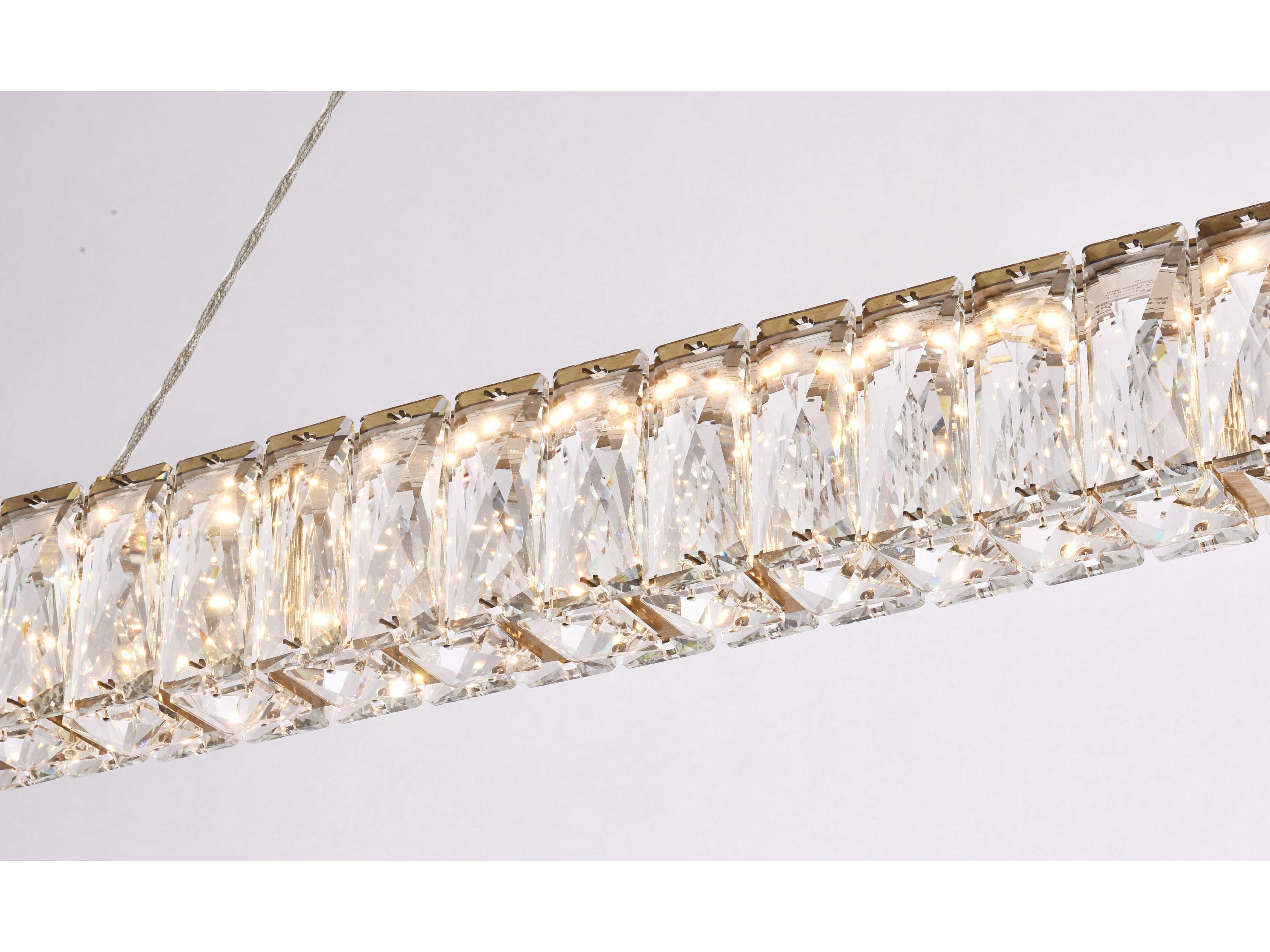 Elegant Lighting Monroe 1-Light Gold Crystal LED Linear Island Pendant