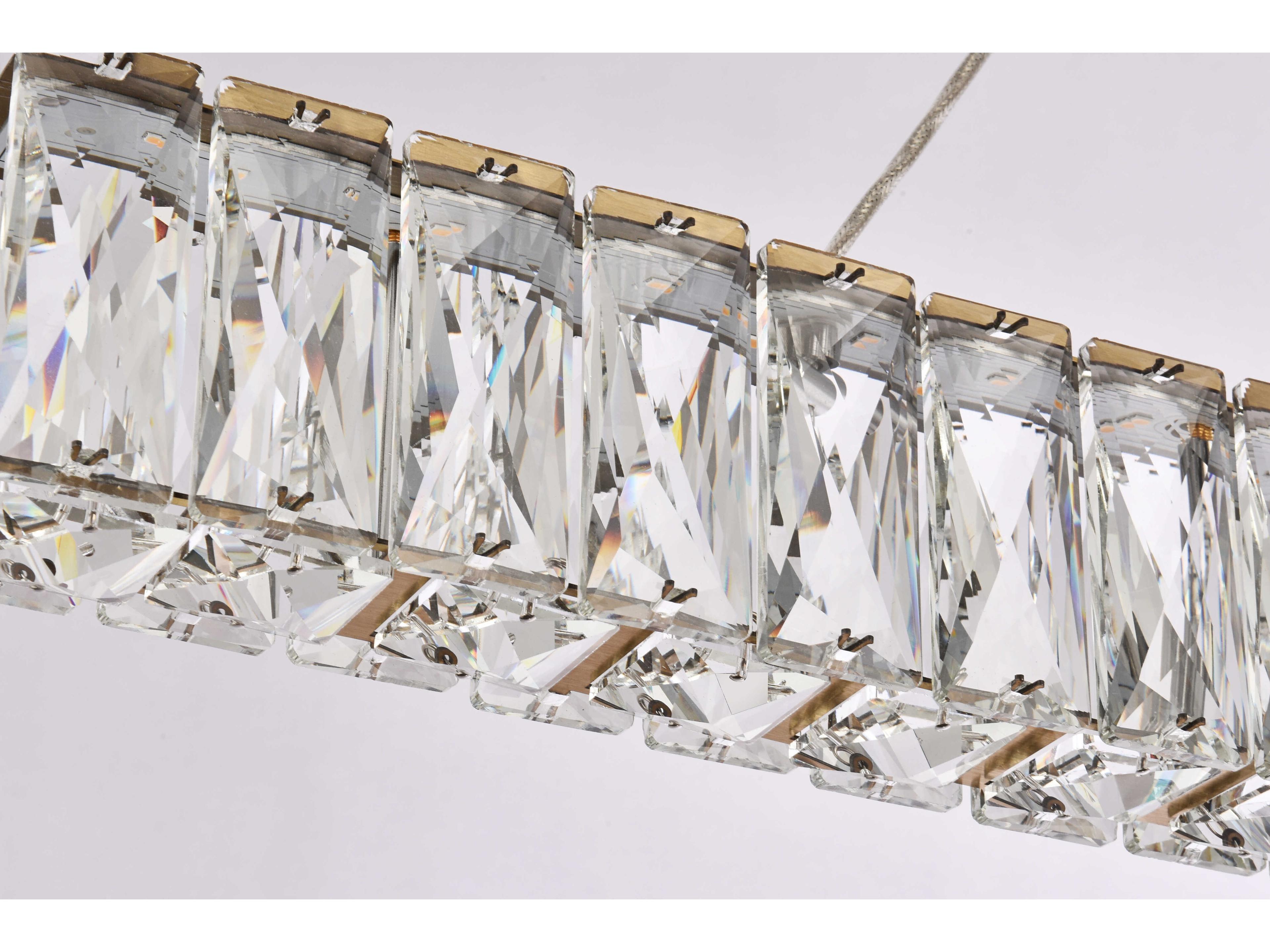 Elegant Lighting Monroe 1-Light Gold Crystal LED Linear Island Pendant