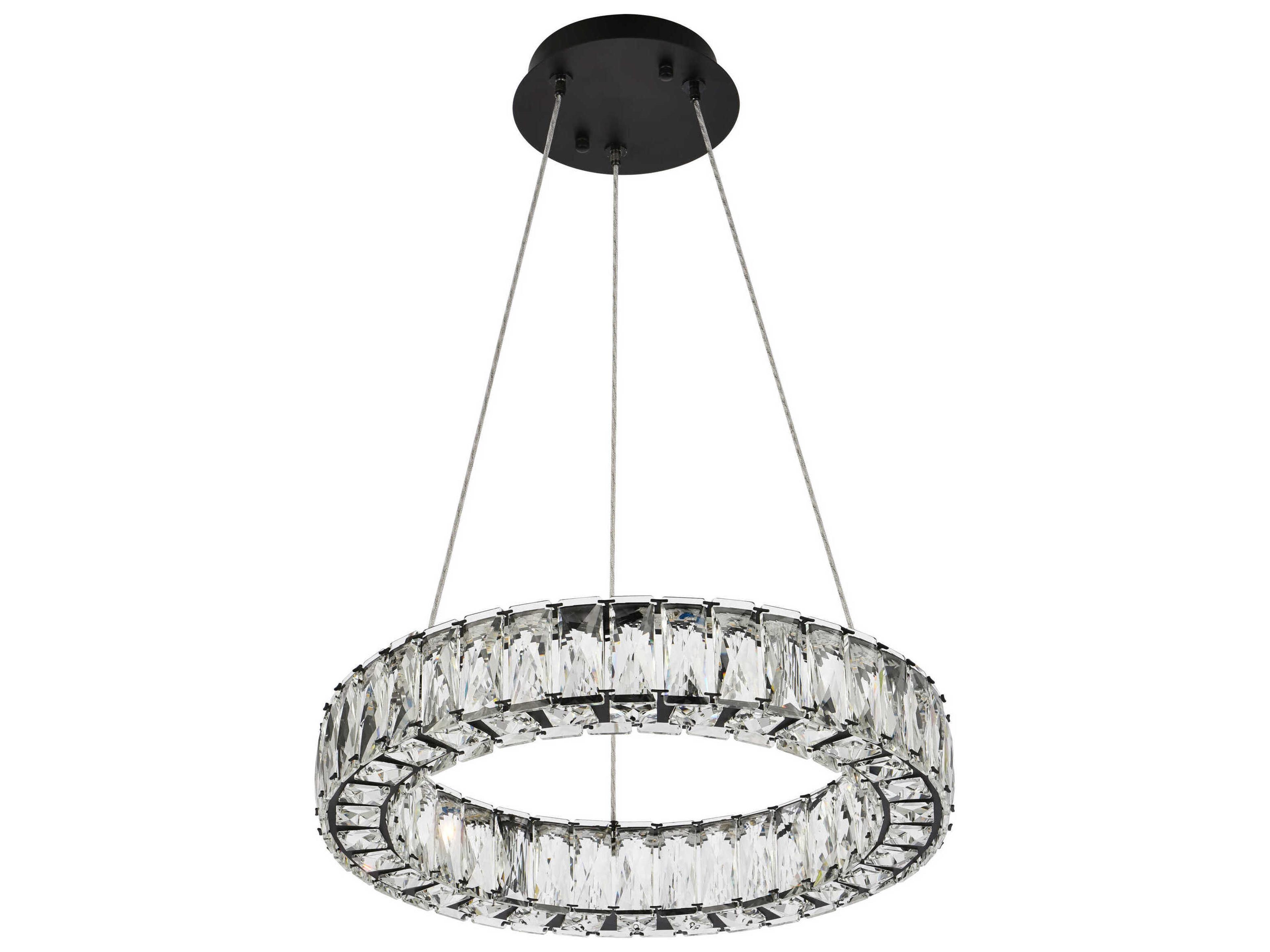 Elegant Lighting Monroe 1-Light Black Crystal LED Drum Pendant