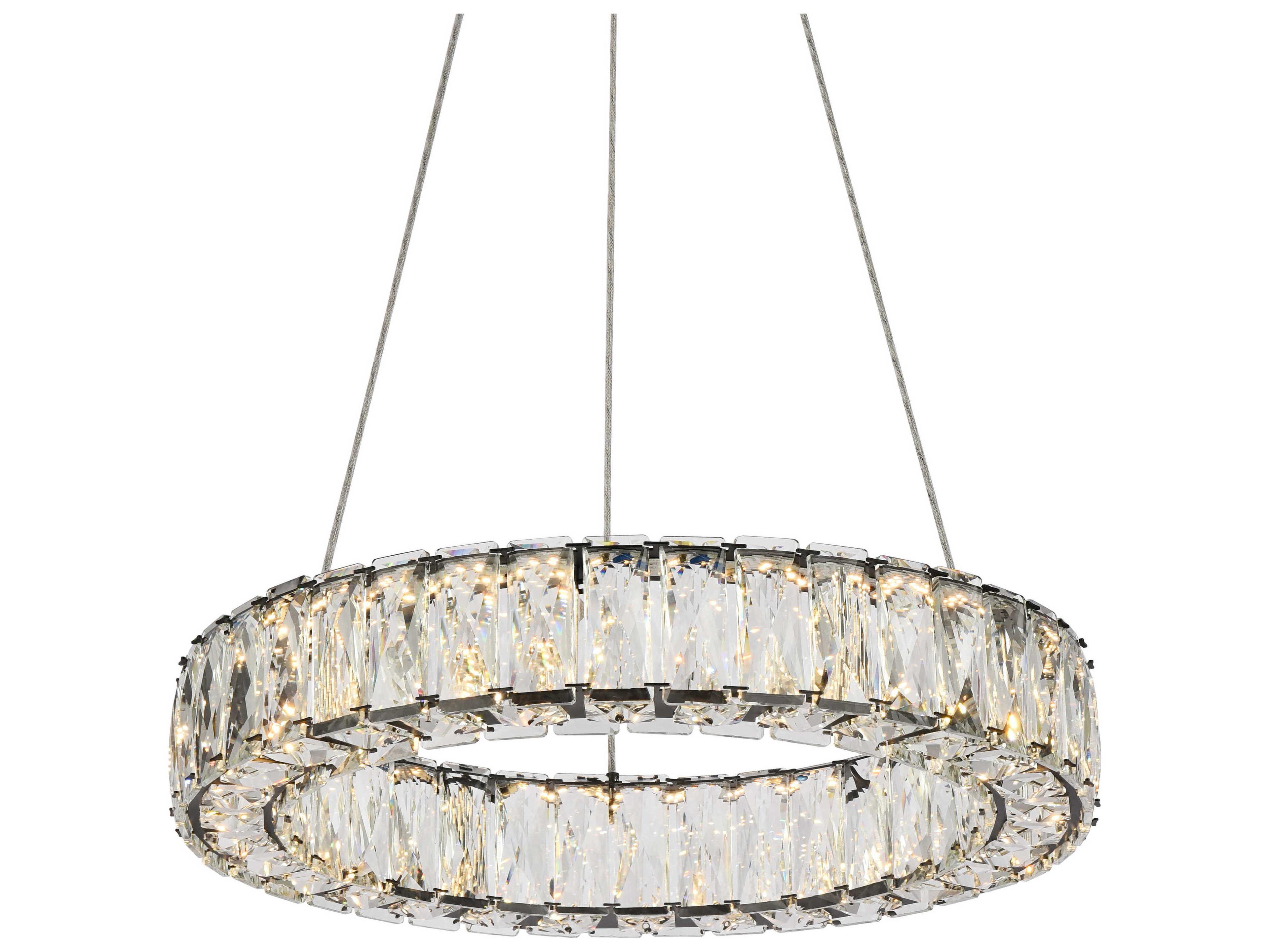 Elegant Lighting Monroe 1-Light Black Crystal LED Drum Pendant