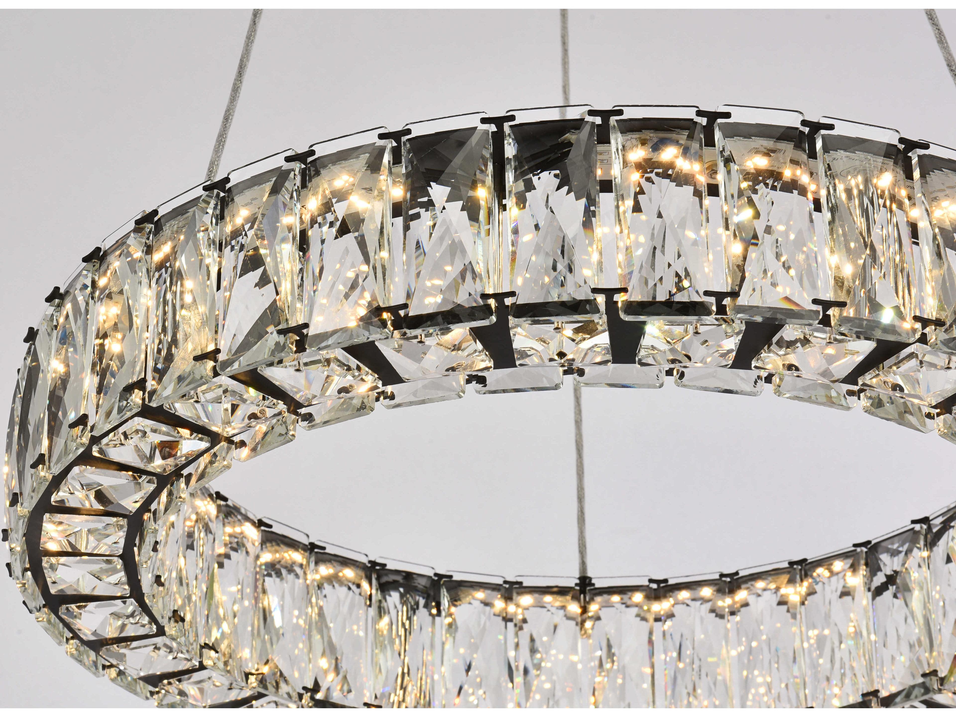 Elegant Lighting Monroe 1-Light Black Crystal LED Drum Pendant