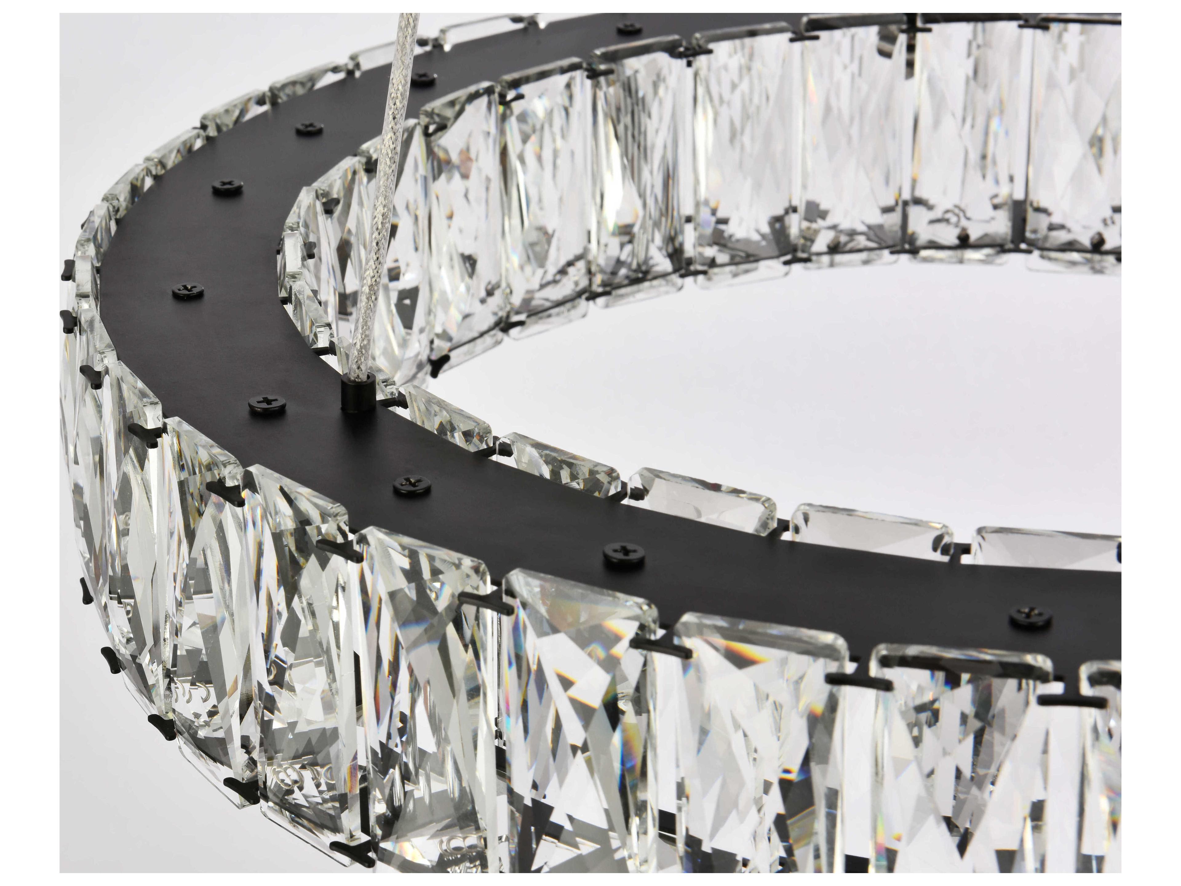 Elegant Lighting Monroe 1-Light Black Crystal LED Drum Pendant