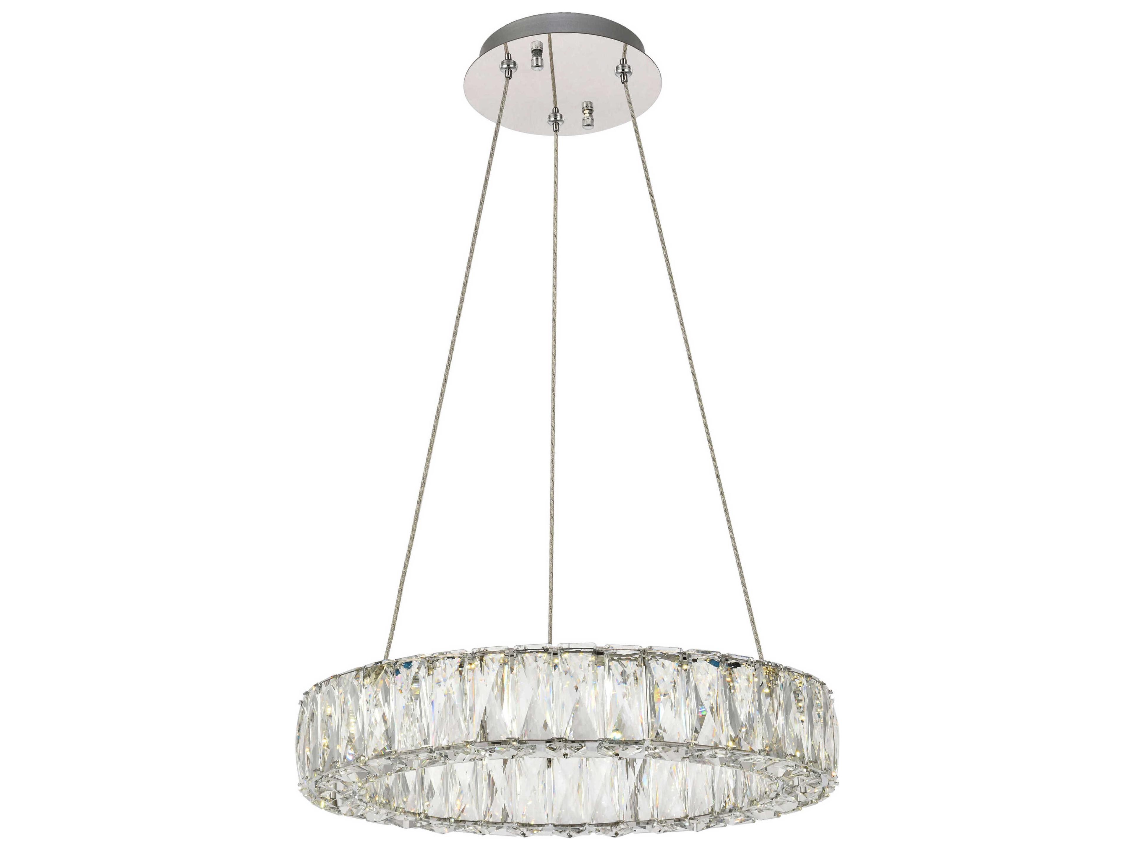 Monroe 1-Light Chrome Clear Crystal LED Drum Pendant