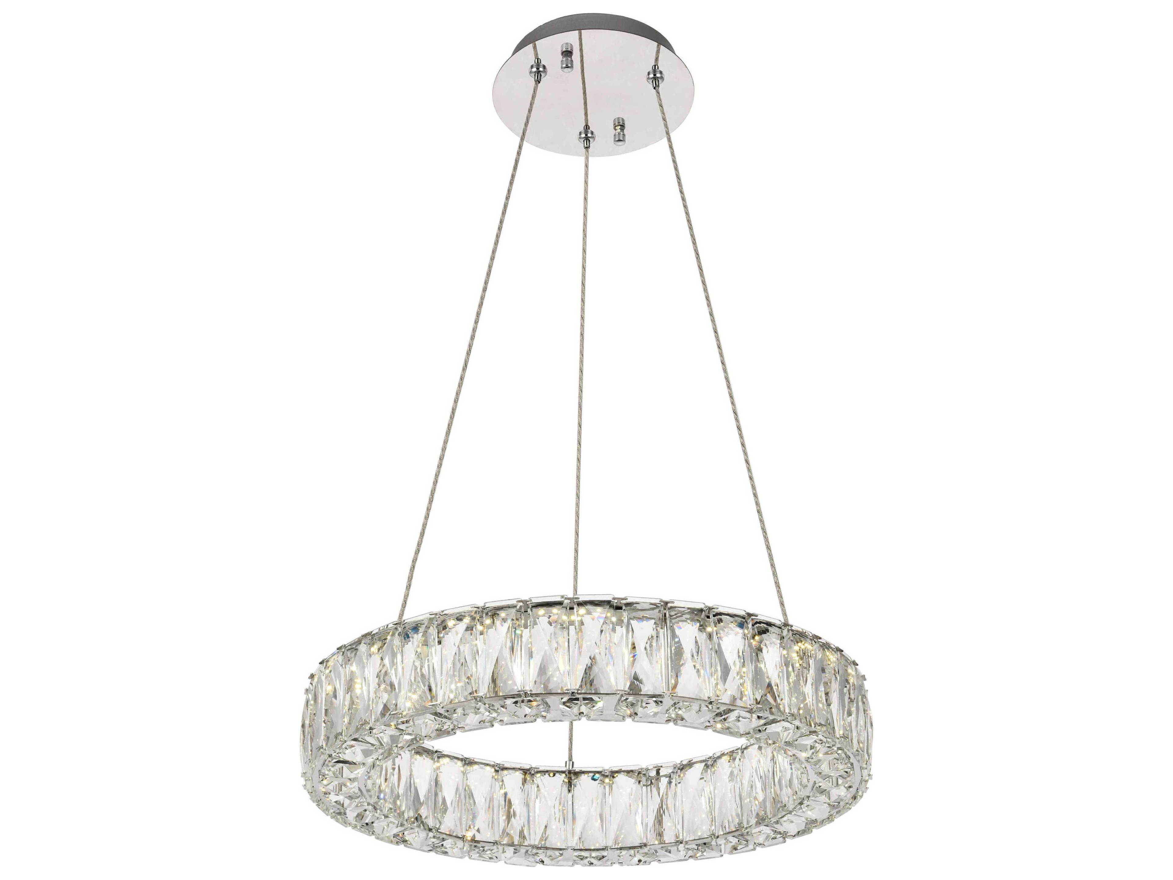 Elegant Lighting Monroe 1-Light Chrome Clear Crystal LED Drum Pendant