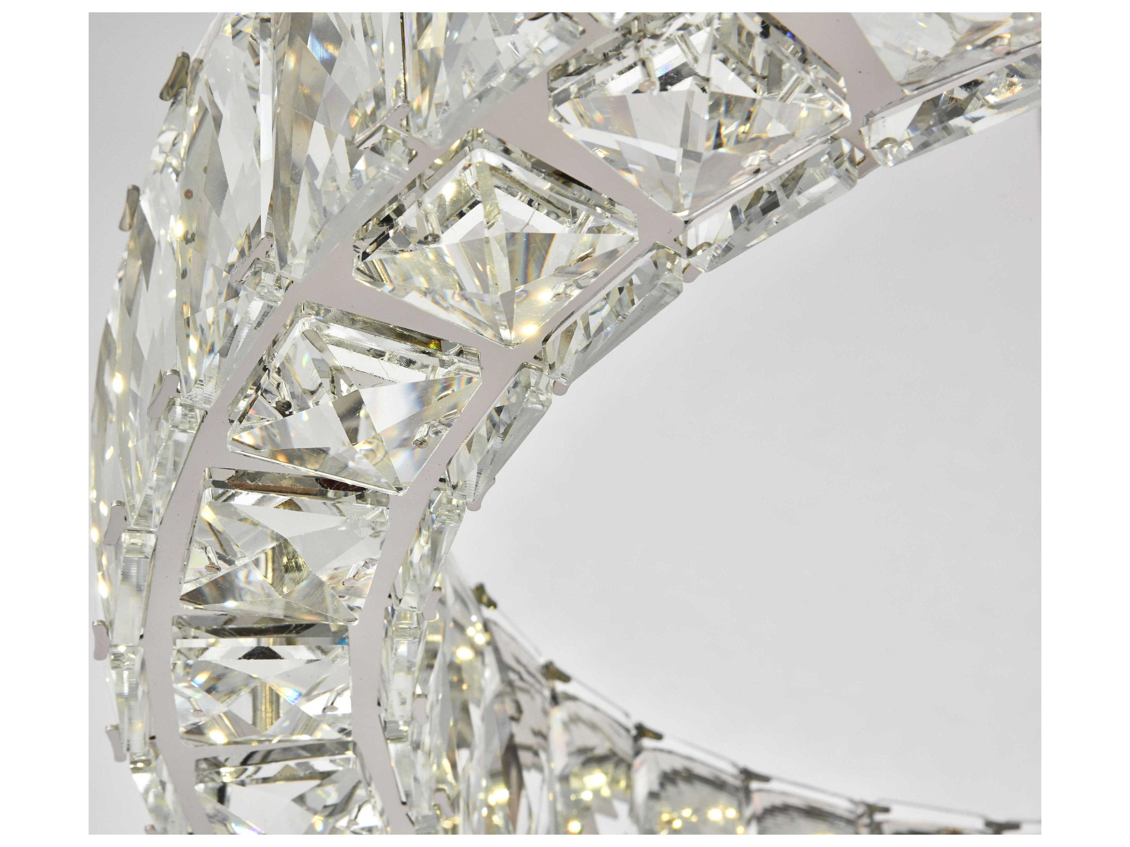 Elegant Lighting Monroe 1-Light Chrome Clear Crystal LED Drum Pendant