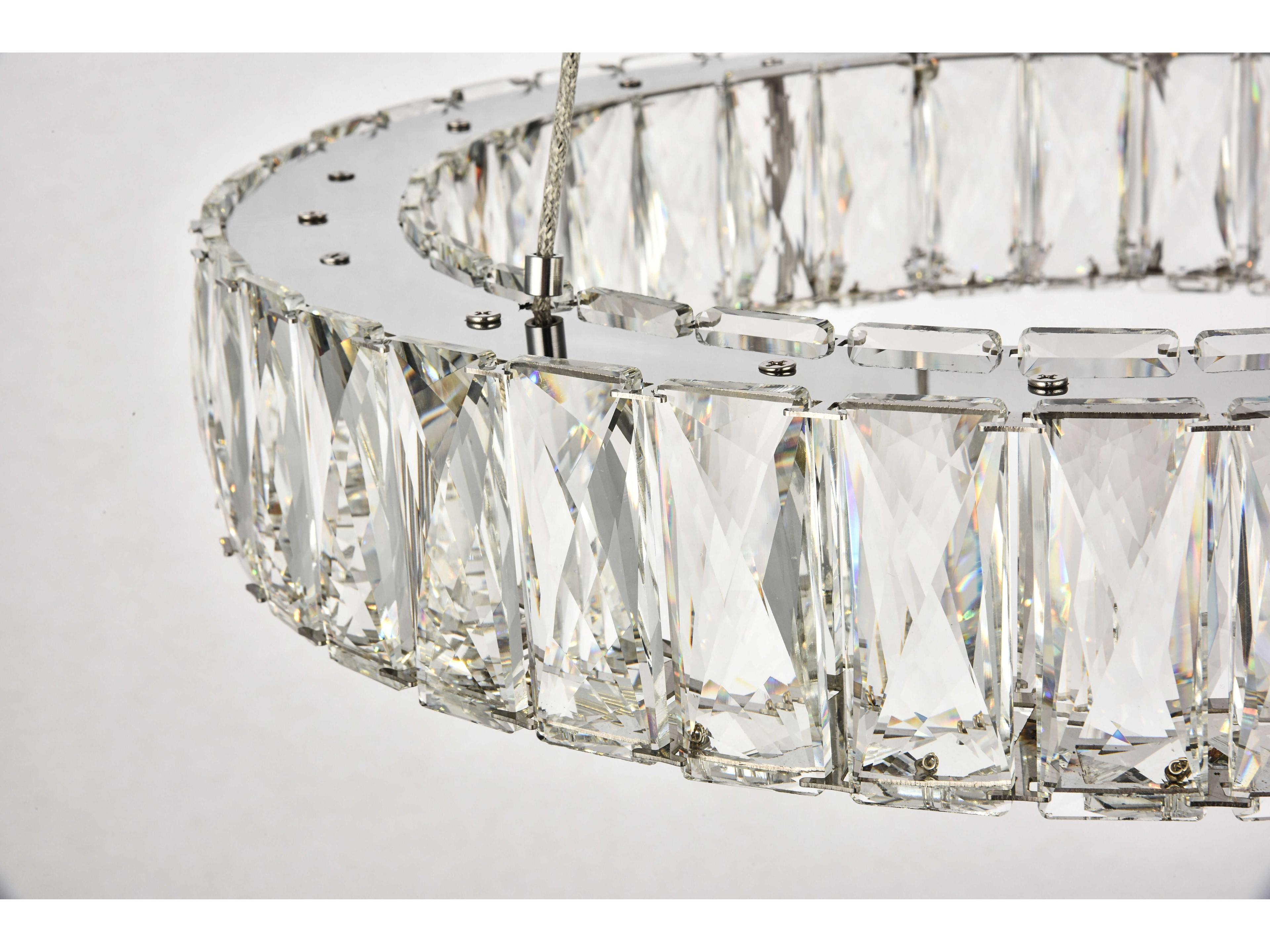 Elegant Lighting Monroe 1-Light Chrome Clear Crystal LED Drum Pendant