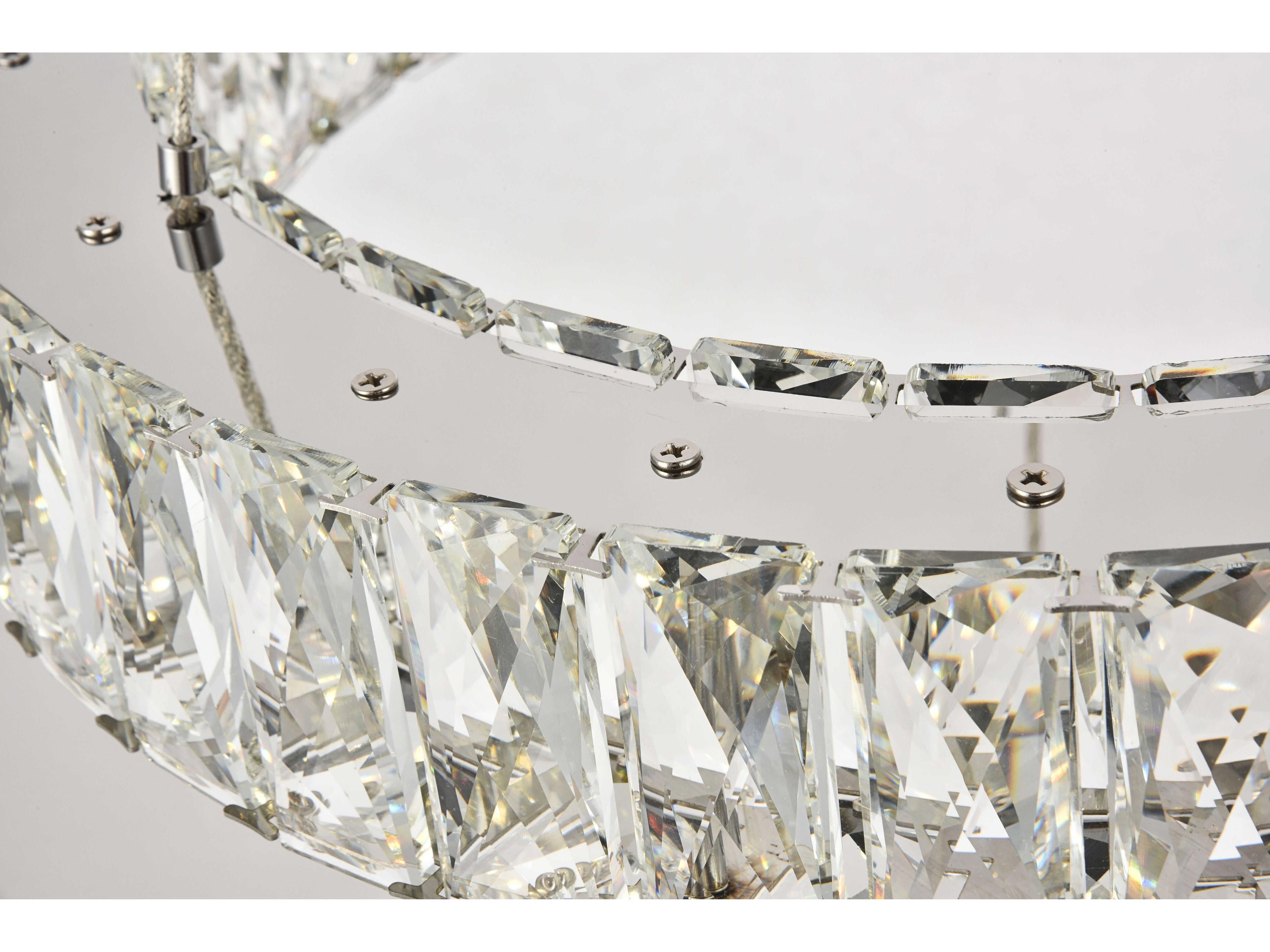 Elegant Lighting Monroe 1-Light Chrome Clear Crystal LED Drum Pendant