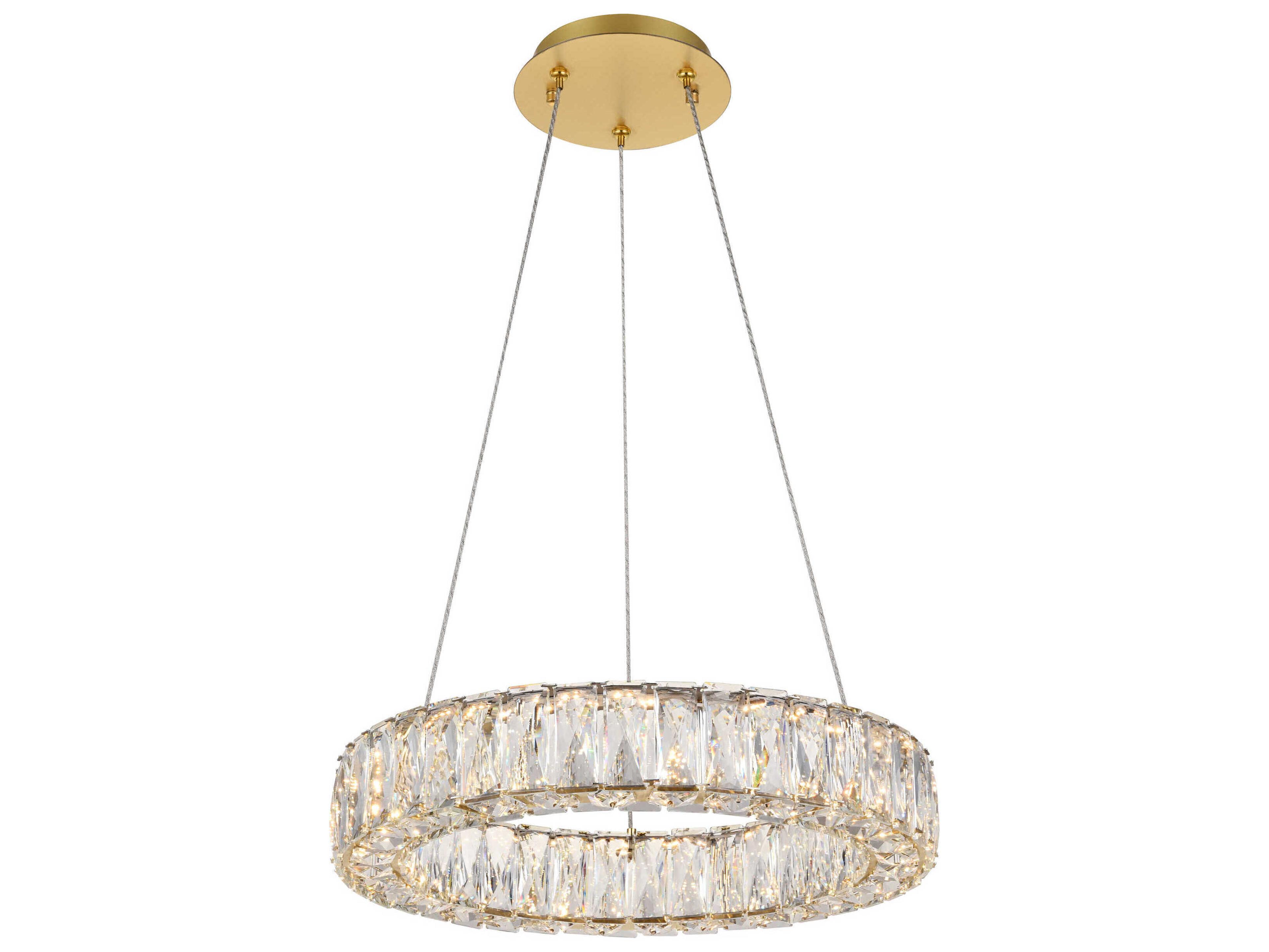 Elegant Lighting Monroe Gold Clear Crystal LED Drum Pendant