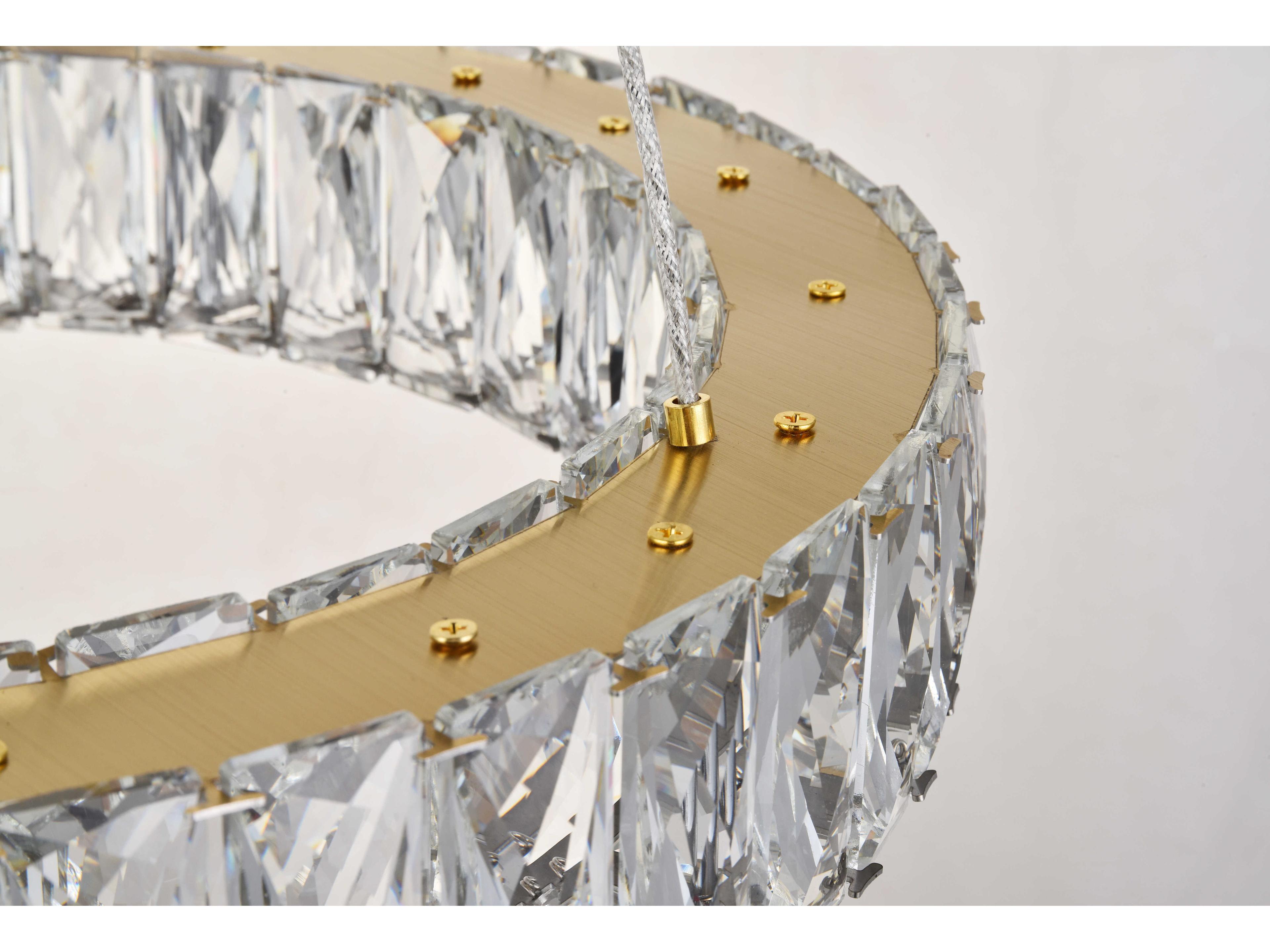 Elegant Lighting Monroe Gold Clear Crystal LED Drum Pendant