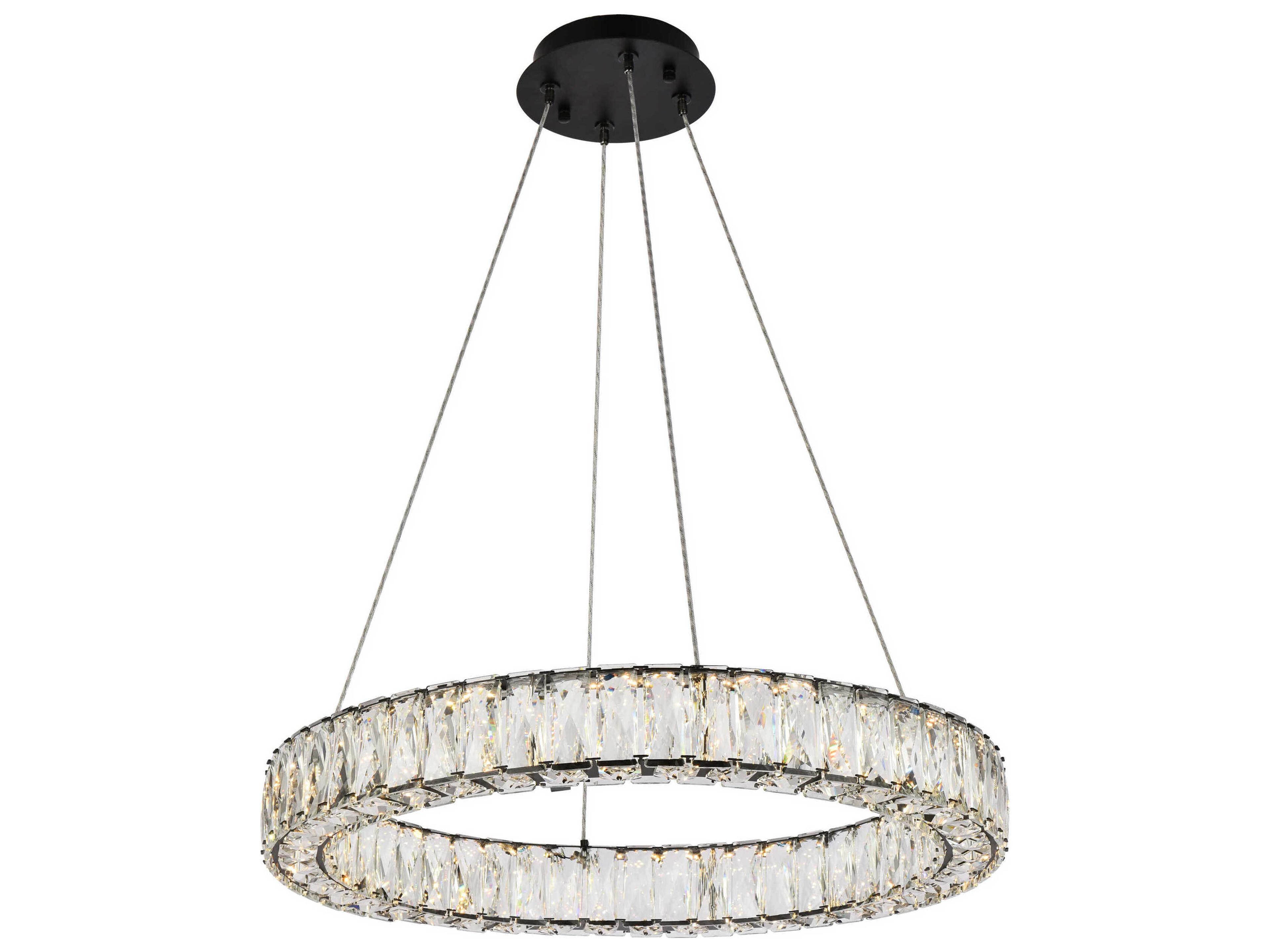 Monroe 1-Light Black Crystal LED Drum Pendant